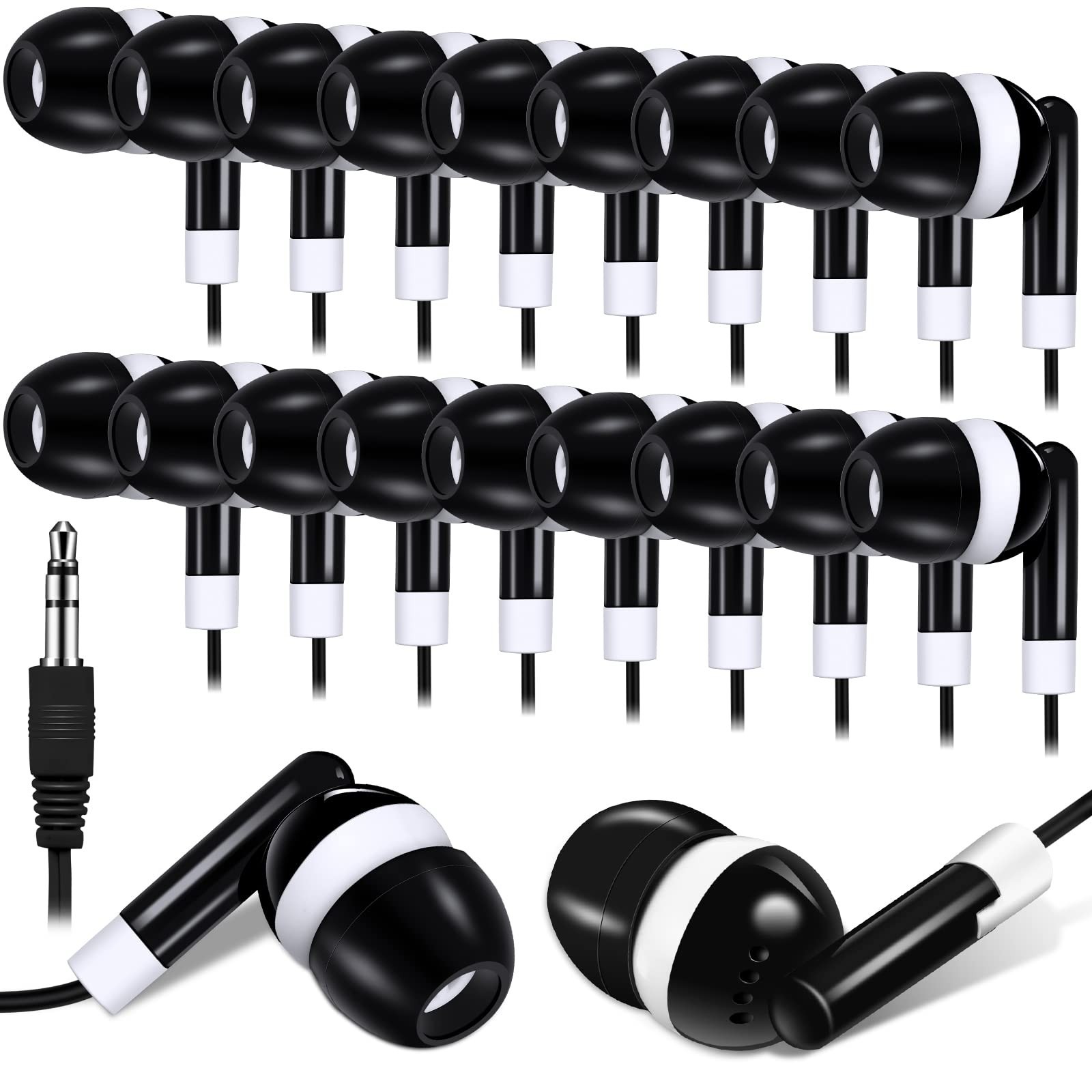 100 Pcs Wired Earbuds Bulk for Classroom, 3.5mm Jack, Soft In-Ear Headphones, In