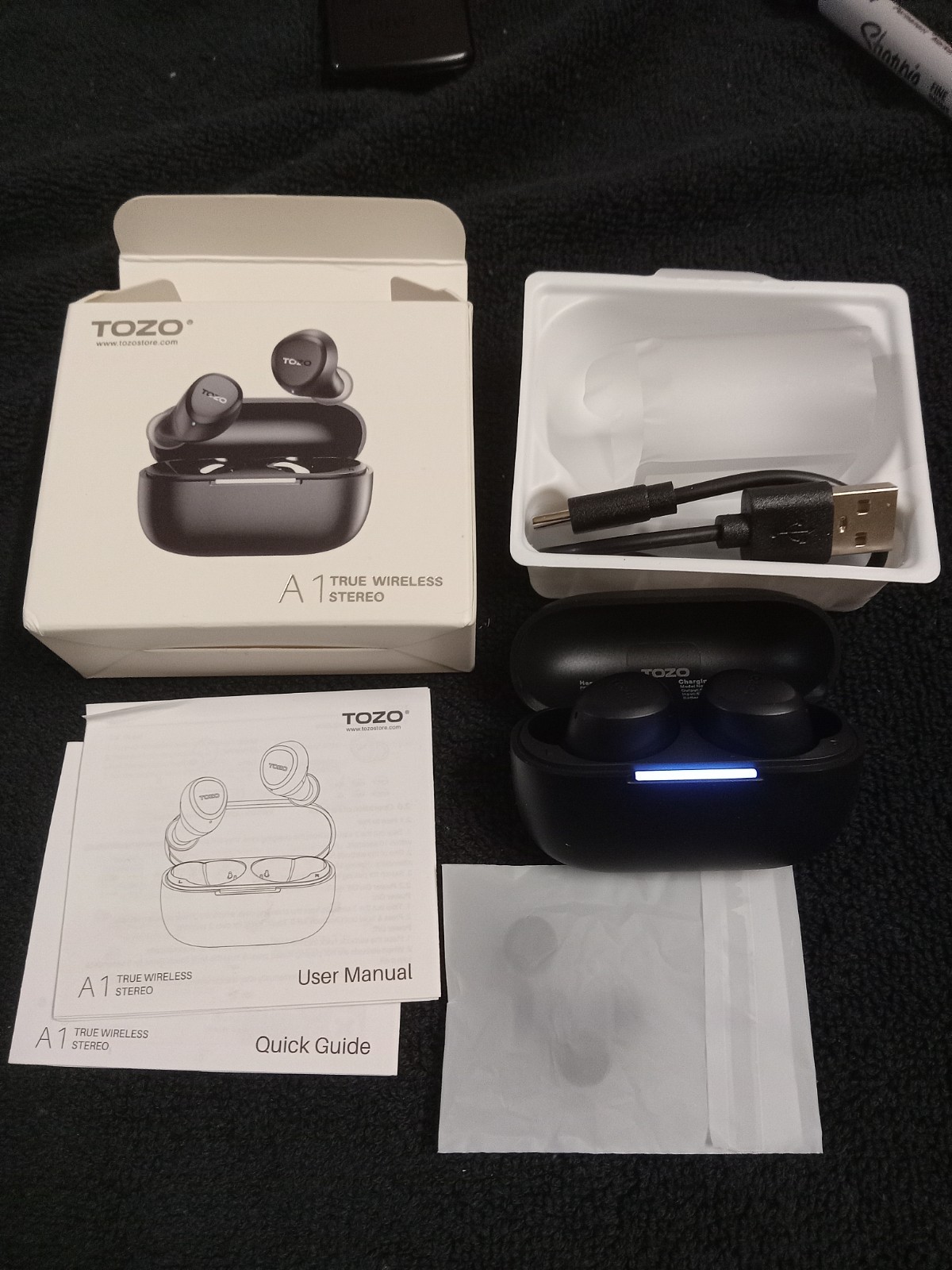 TOZO A1 Mini Wireless Earbuds Bluetooth 5.3 Mic IPX5 Waterproof – Black (New)
