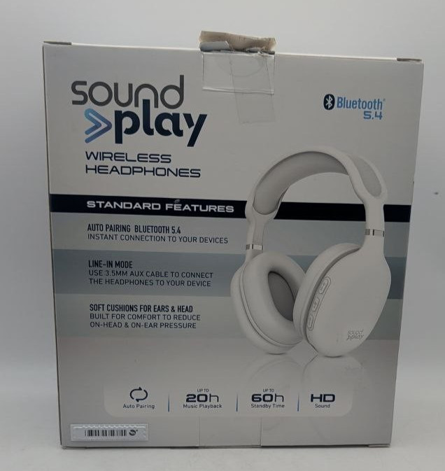 Tzumi Soundplay Wireless Over Ear Headphones HD Stereo Sound Foldable READ White