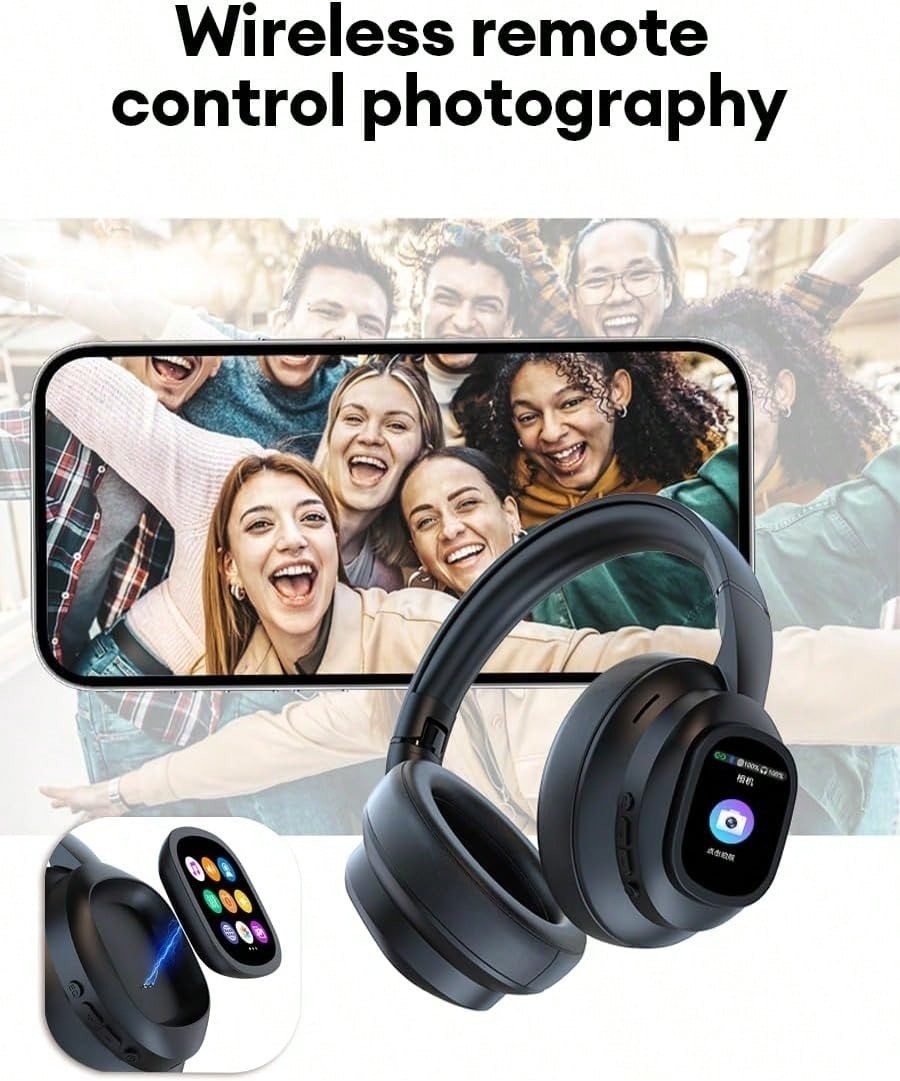 AI Translation Wireless Headphones With LCD Touch Screen 115 Languages Foldable