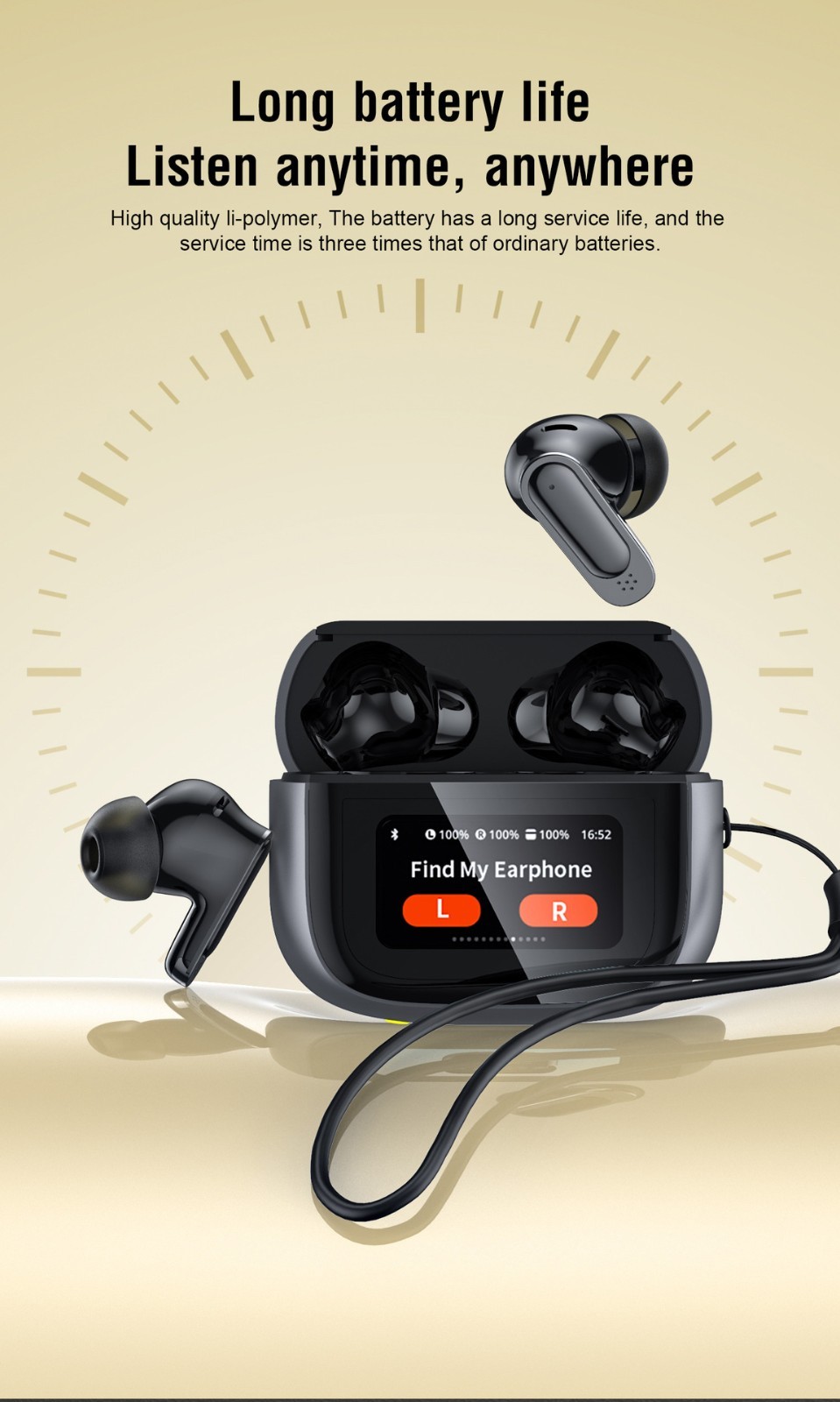 BOSECXT TWS Earbuds Bluetooth 5.3 ANC Wireless Headphones Smart Touch Screen