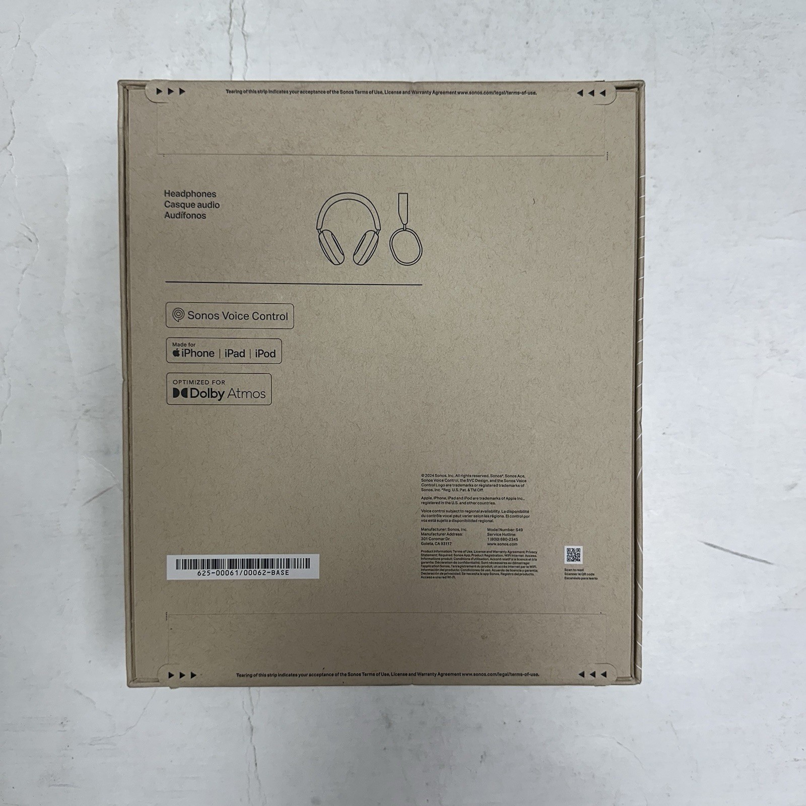 Sonos ACE Soft White Wireless Noice Canceling Over-ear Headphones – New