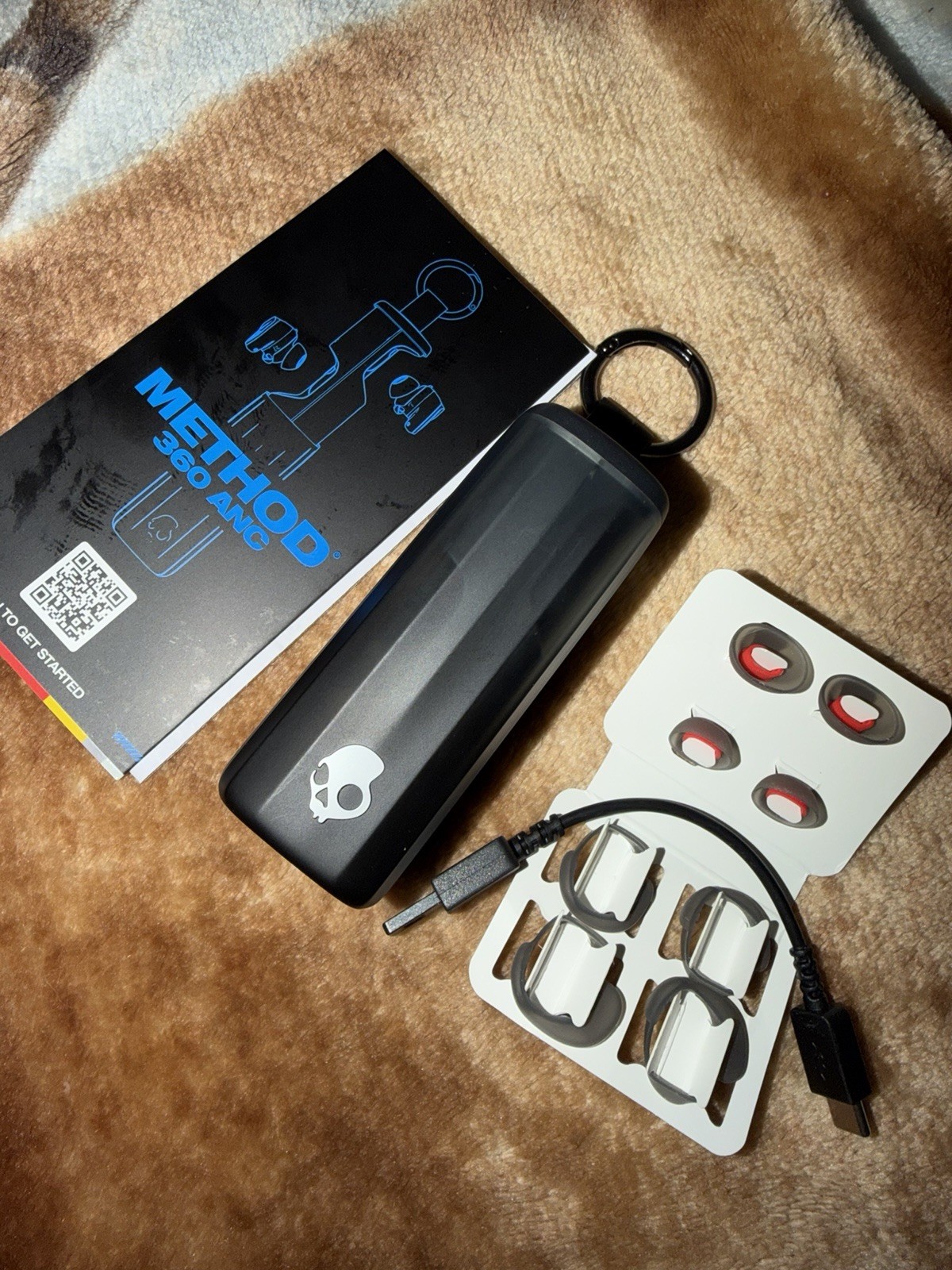 Skullcandy Method 360 ANC True Wireless Bluetooth Earbuds Black/Red w/ Case