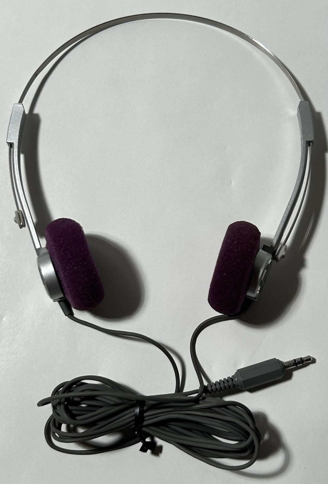 Vintage TOSHIBA HR-M2 Metal Band Stereo Headphones 3.5mm Rare Purple Cushions