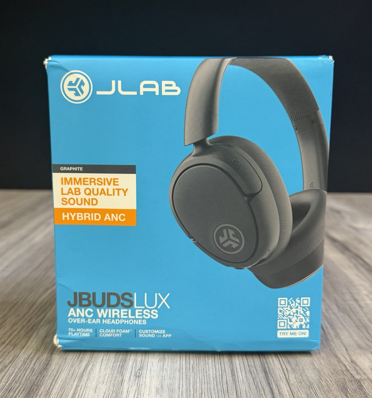 JLab JBuds Lux ANC Wireless Headphones Graphite Gray Chevron Logo Open Box NEW