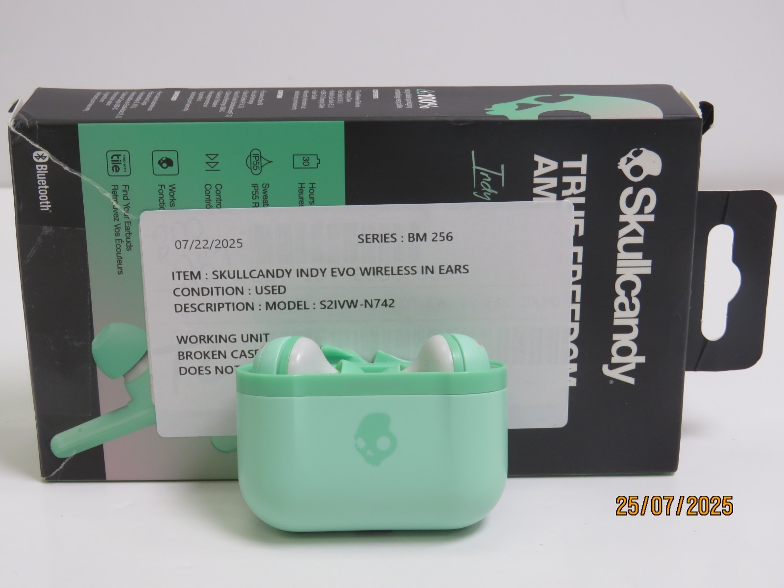 Skullcandy Indy Evo True Wireless Bluetooth Headphones – Green (ISSUE) [BM256]