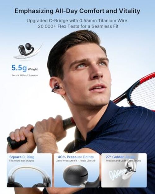 Clip 2 Open Ear Earbuds, Clip On Headphones, LDAC, Hi-Res Audio, 12mm