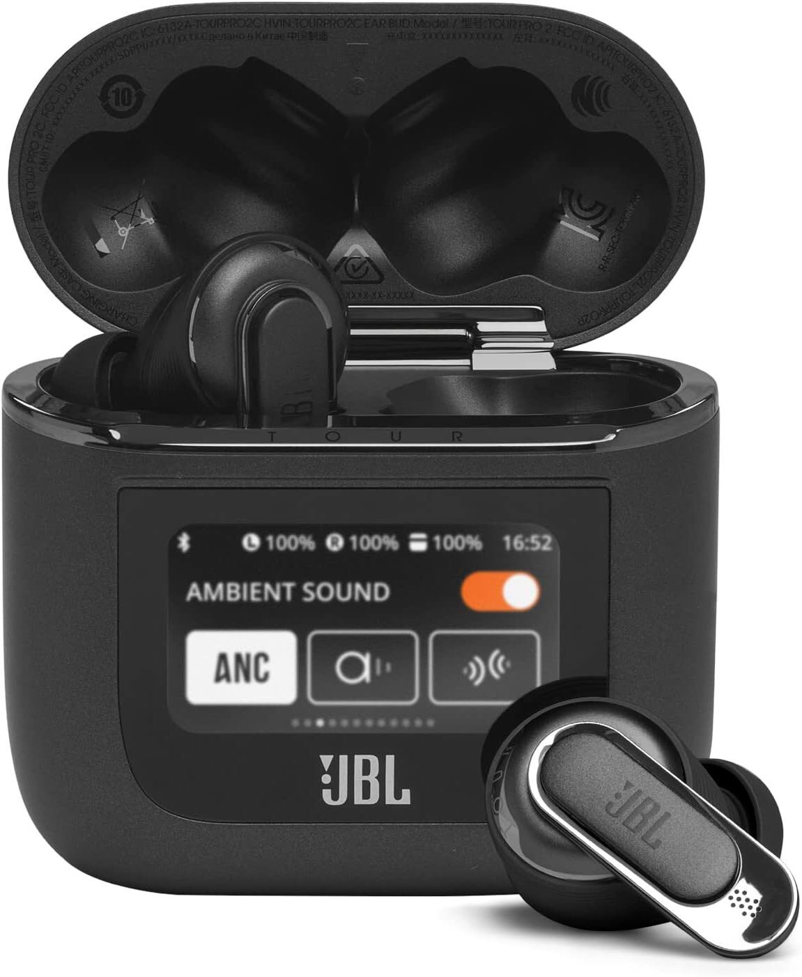 JBL Tour Pro 2 Noise Cancelling True Wireless Earbuds with Smart Case (Black)