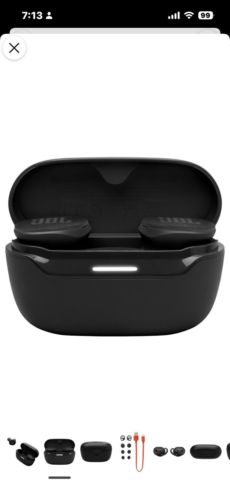 JBL Bluetooth True Wireless Earbuds, Built-In Mic, Charging Case, Black