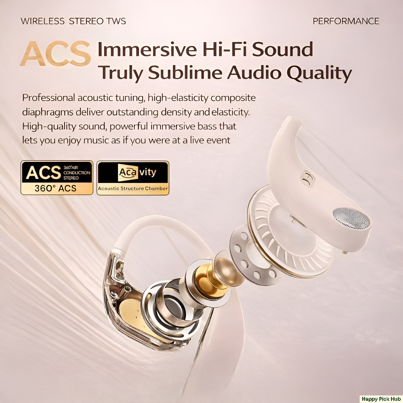 Open Ear Bluetooth Wireless Earbuds Ear Hook Noise Reduction Headphones