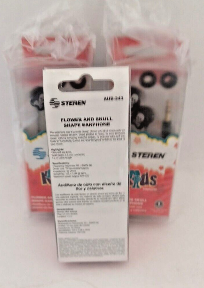Kids Flower and Skull Shape Earphones 10mm cobalt magnet 20-20000Hz (3 PACK)