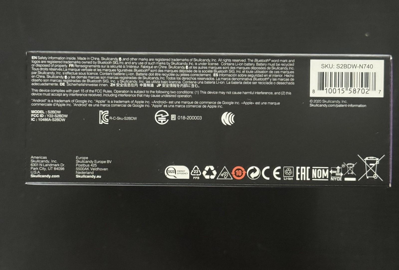 Skullcandy Push Ultra True Wireless In-Ear Earbud – True Black