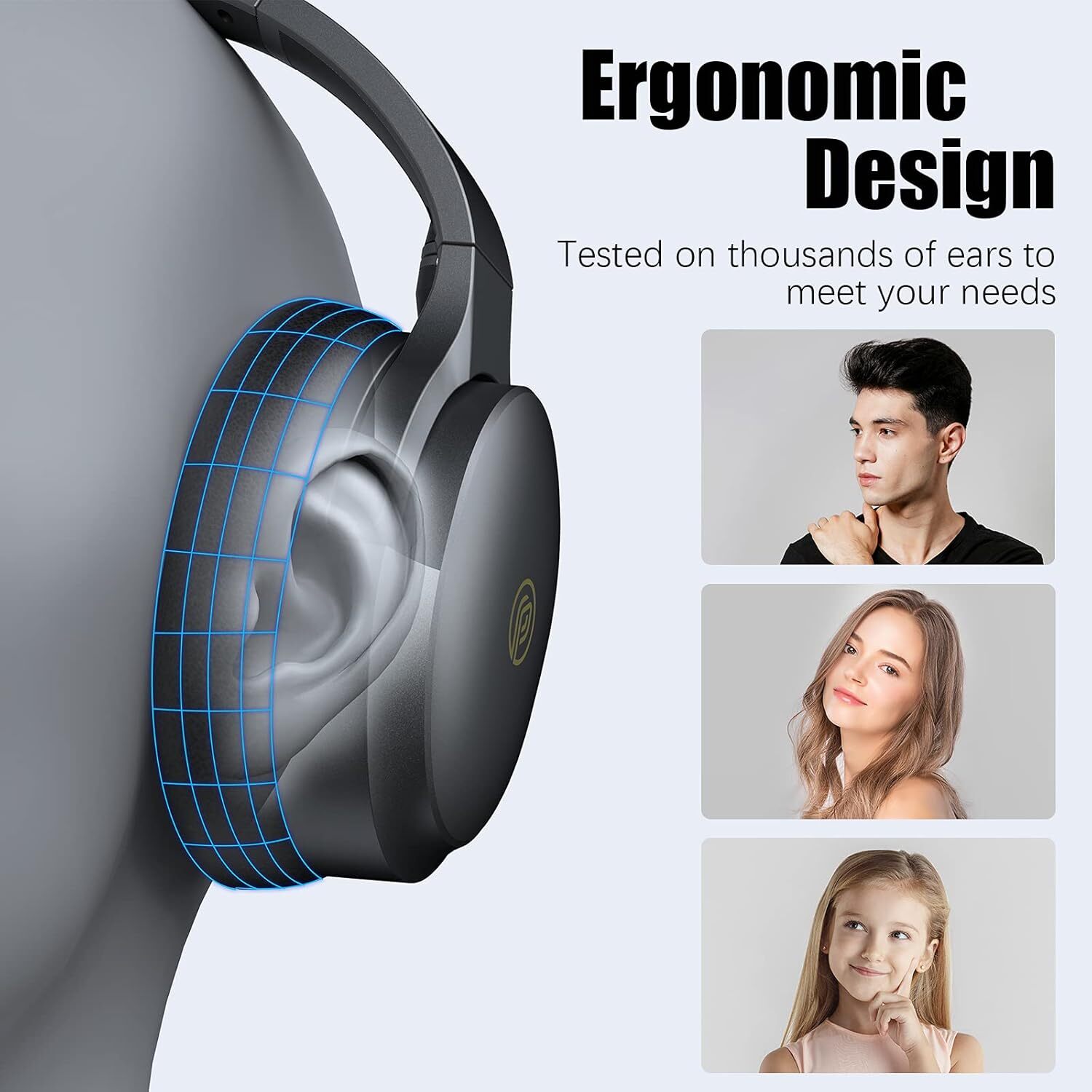 Bluetooth Headphones Over Ear, 100H Playtime, ANC, Mic, Deep Bass, Fast Charge
