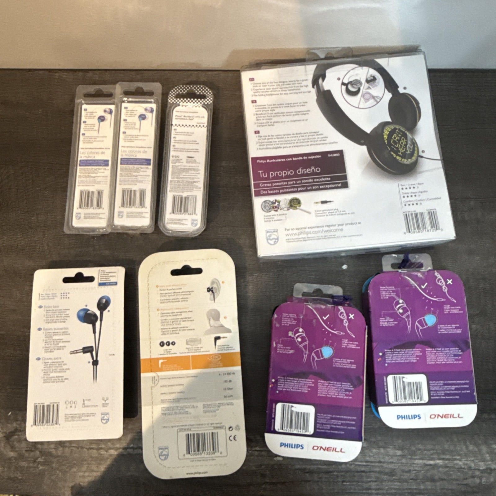 Lot Of Philips Headphones Earbuds Lot SHL8800 O’Neill iPod MP3 New Sealed