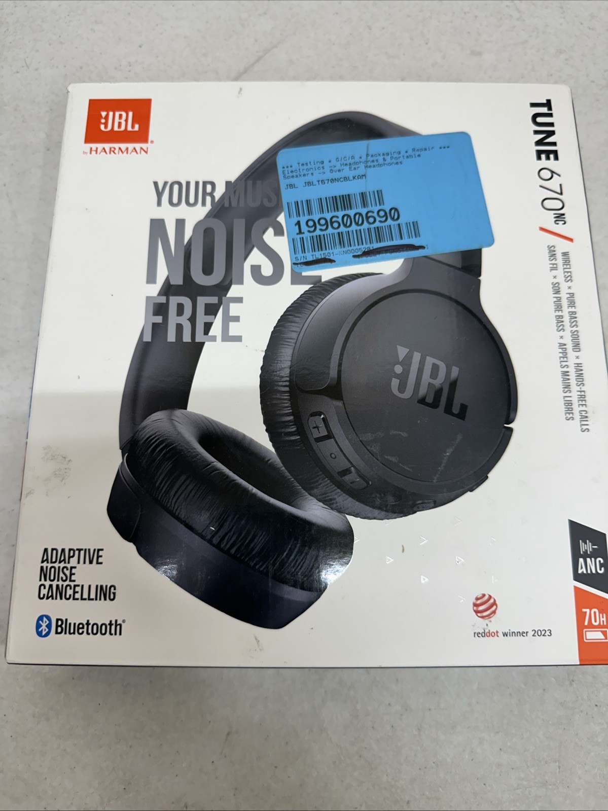 JBL Tune 670 Wireless Noise Canceling Headphones Black JBLT670NCBLKAM