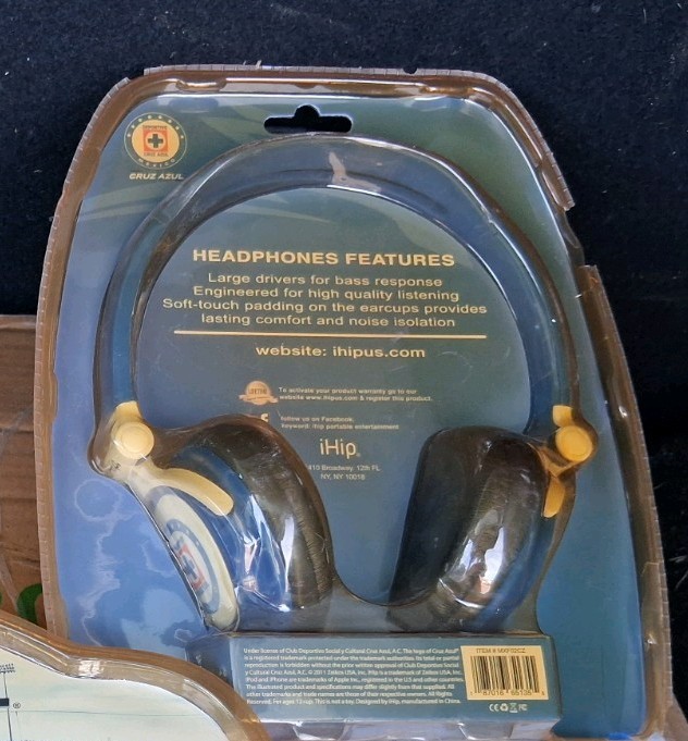 iHip Cruz Azul Stereo Headphones Over Ear Headband Soccer Team