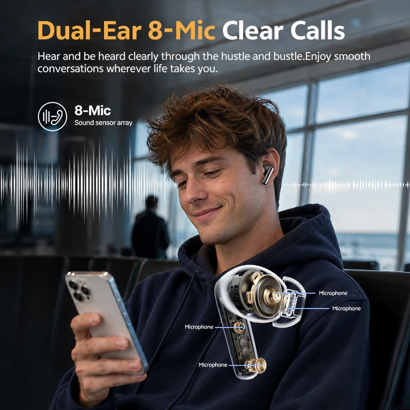 QCY HT21 Wireless Earphones Melobuds N65 -60dB AI Adaptive ANC Earbuds Bluetooth