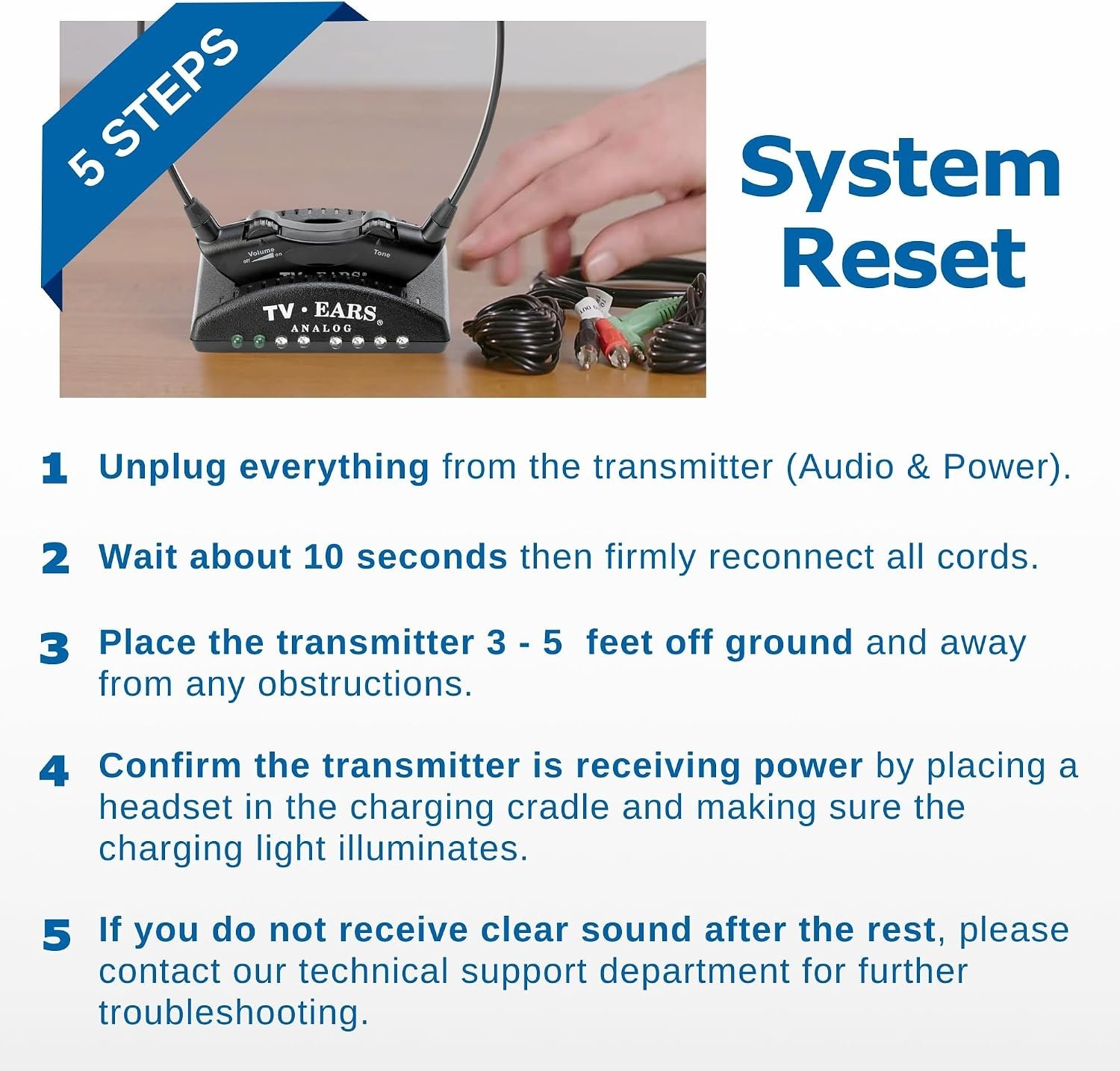 Analog Wireless Headset System for Seniors – Enhanced TV Listening Experience