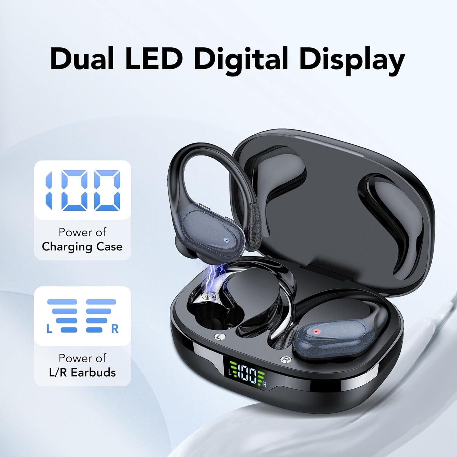 Ear buds Wireless Earbuds Bluetooth 5.3 Headphones 60hrs Playtime with Black