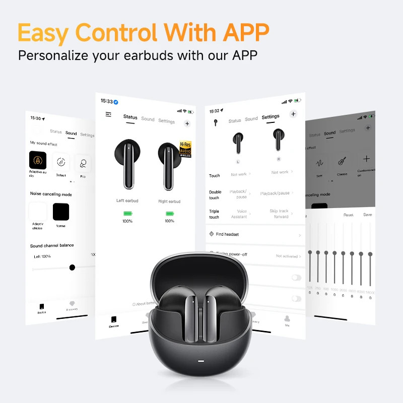 QCY AilyBuds Pro+ Wireless Earbuds Adaptive ANC Bluetooth 5.3 LDAC Hi-Res