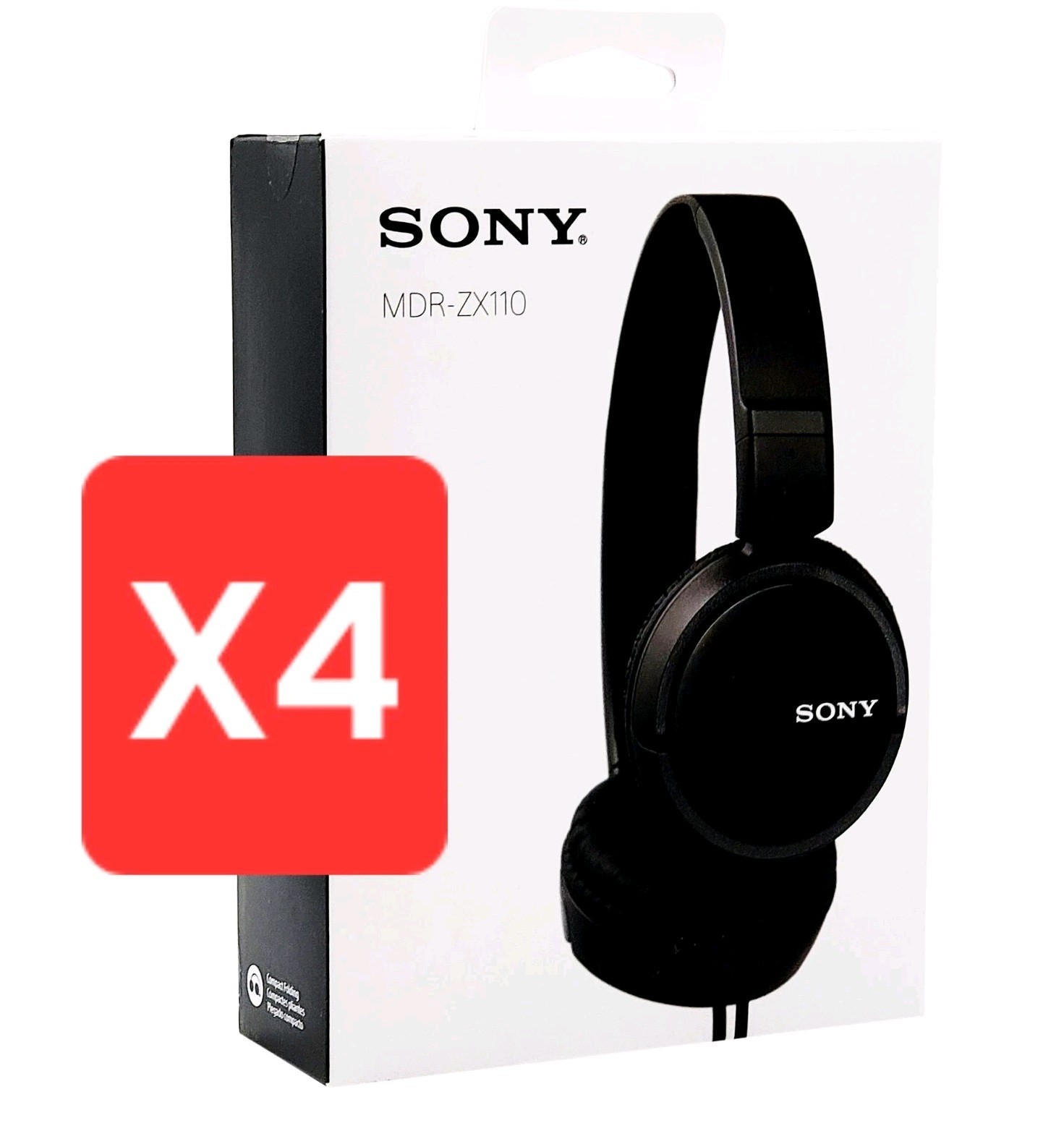 SONY MDR ZX110 Wired Stereo Headphones – Black Sealed 4 Pack ($7 Per Piece)