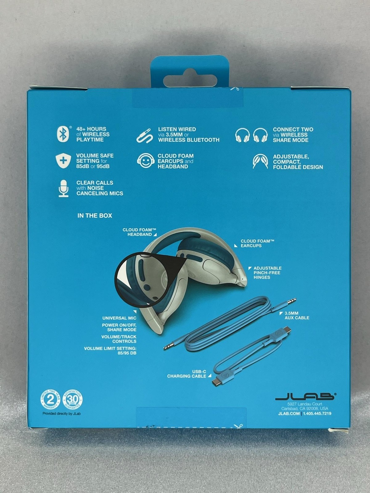 JLab JBuddies Pop 2 In 1 Kids On Ear Headphones Blue Wireless Wired Bluetooth
