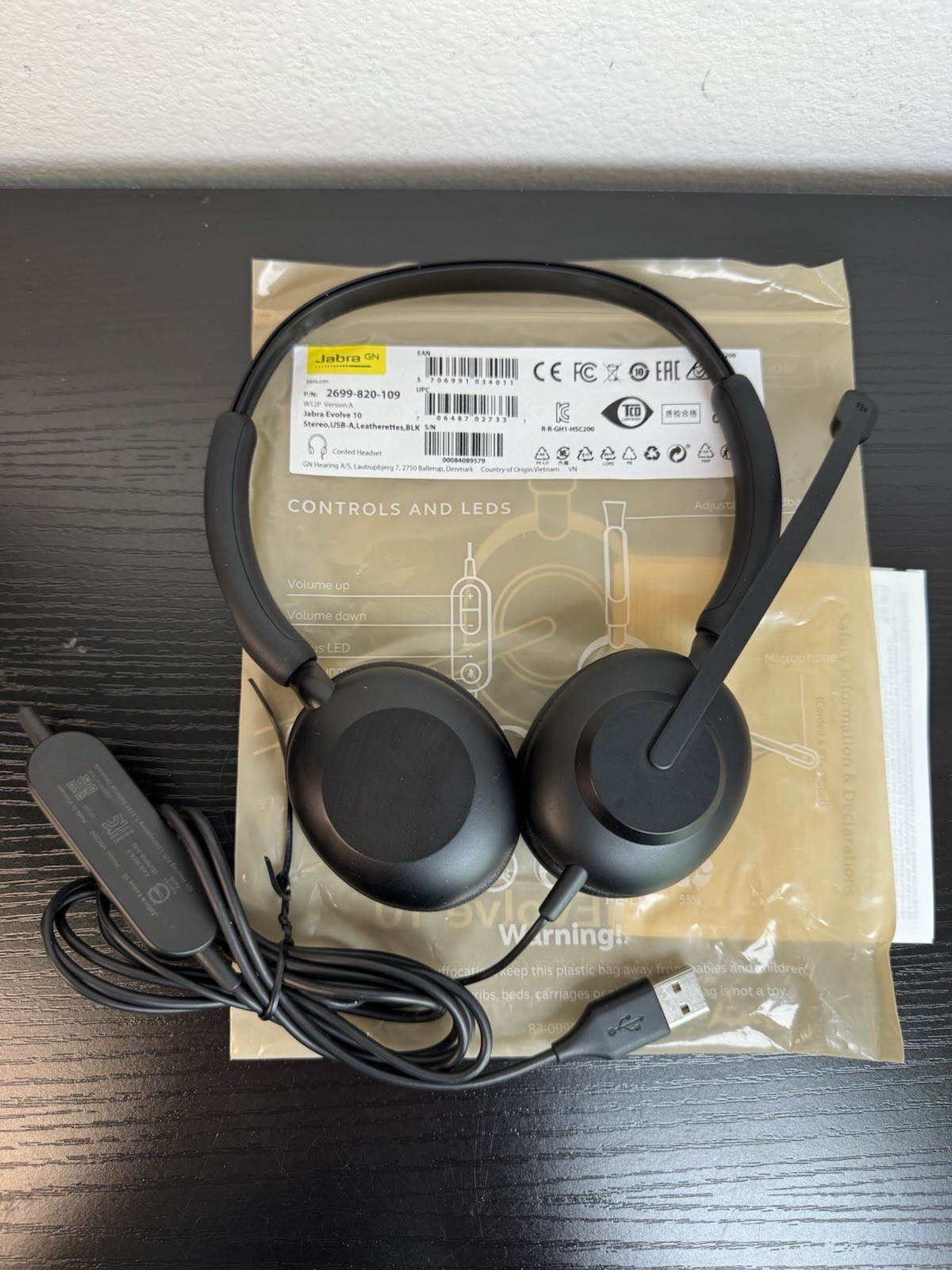 Jabra Evolve 10 Usb-A Stereo Cuffia 20 KHz Plug and play 2699-820-109
