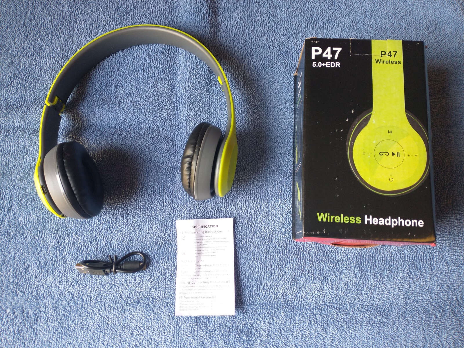 P47 5.0 + EDR Wireless Headphone – Neon Green
