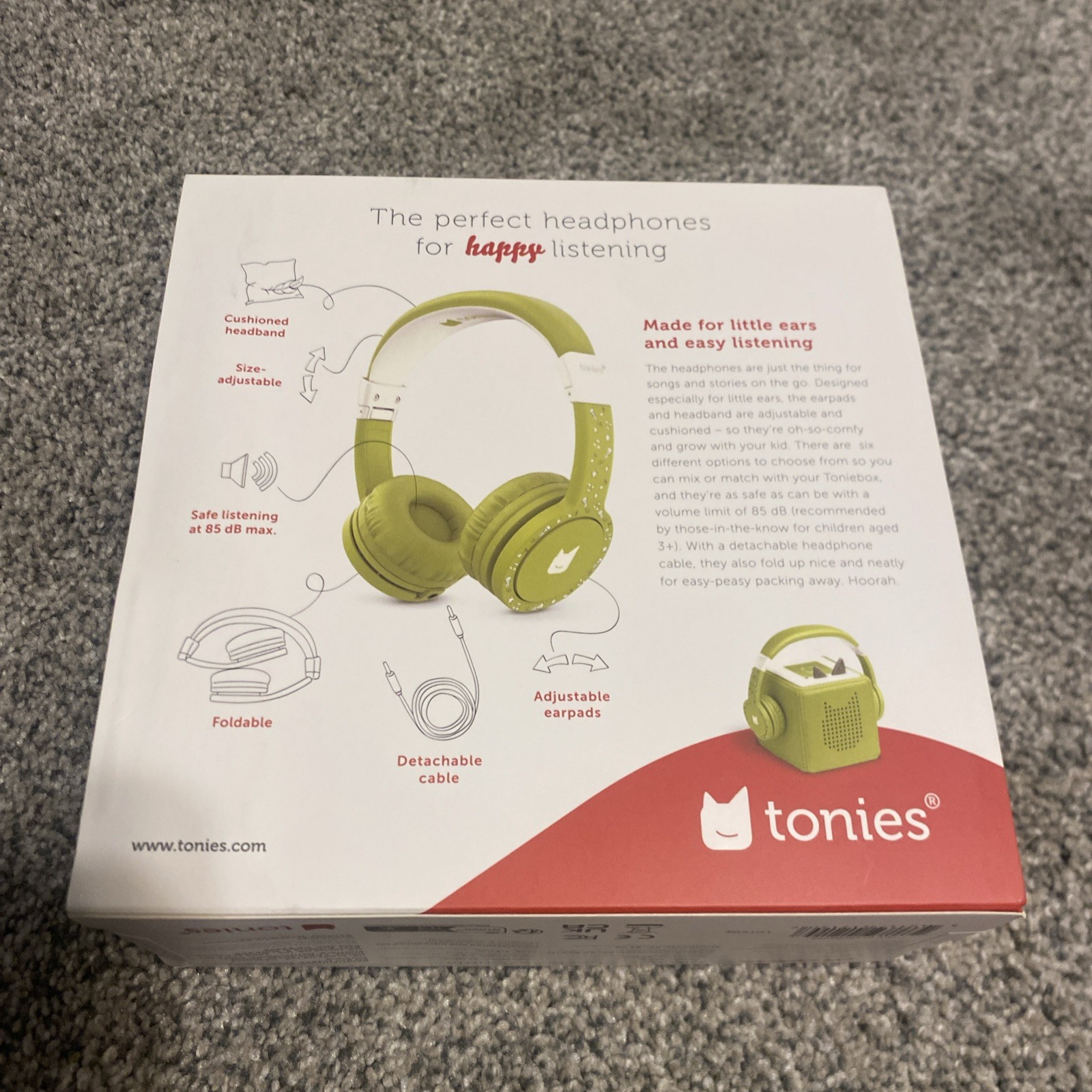 Tonies 10002563 Fold-and-Go Headphones Green