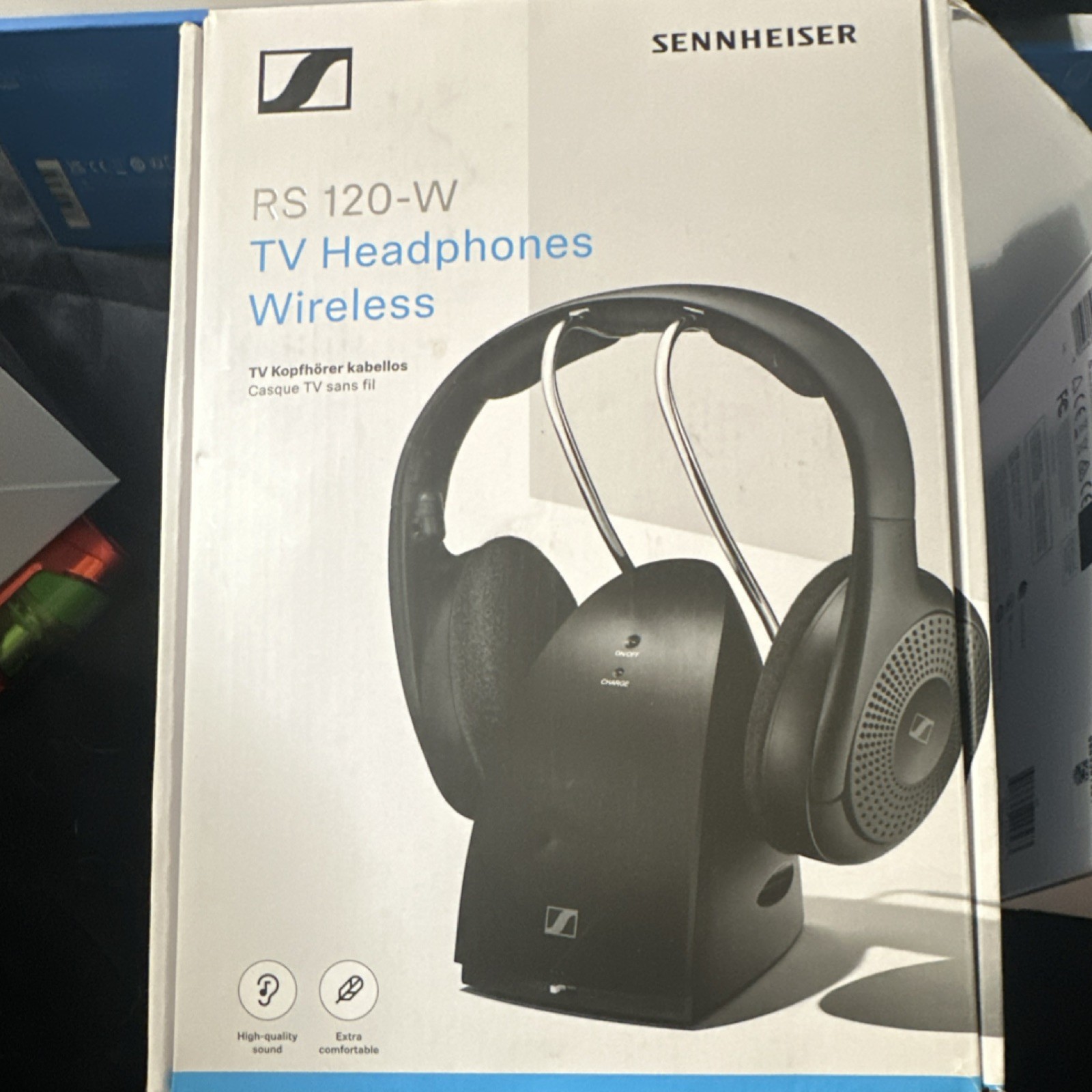 Sennheiser RS 120-W Headband Headphones Black Wireless RCA 3.5mm TV RF