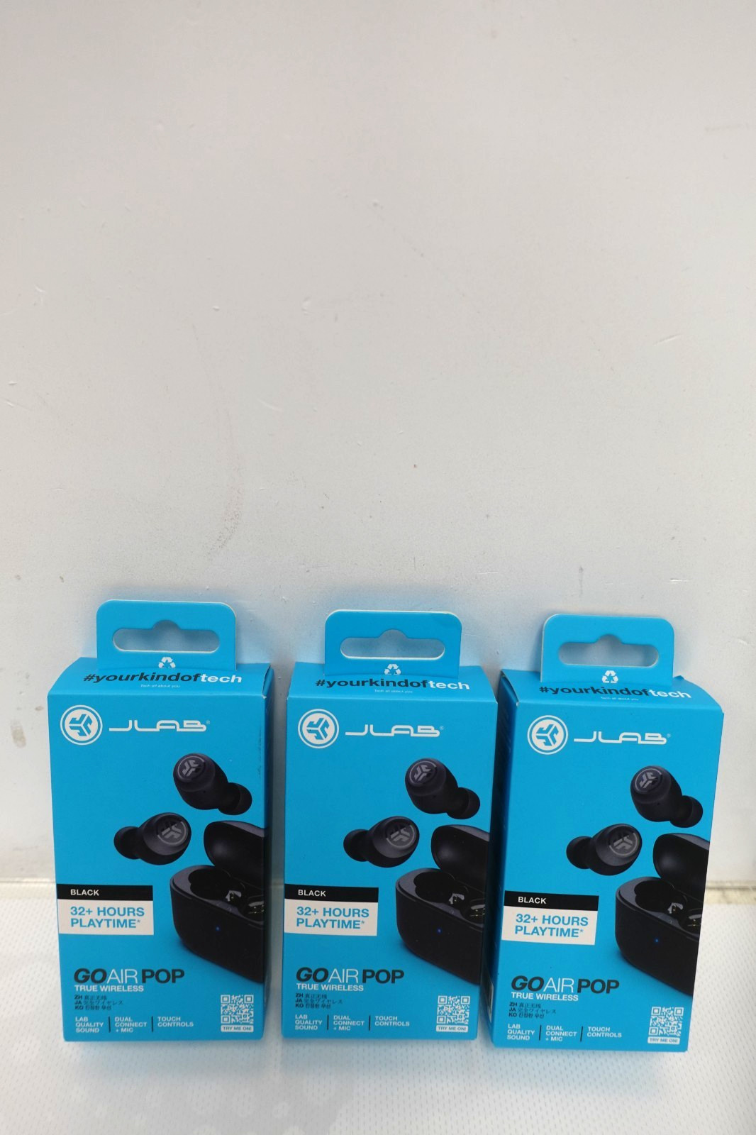 JLab GO Air POP True Wireless In-Ear Headphones, Black (3-Pack)
