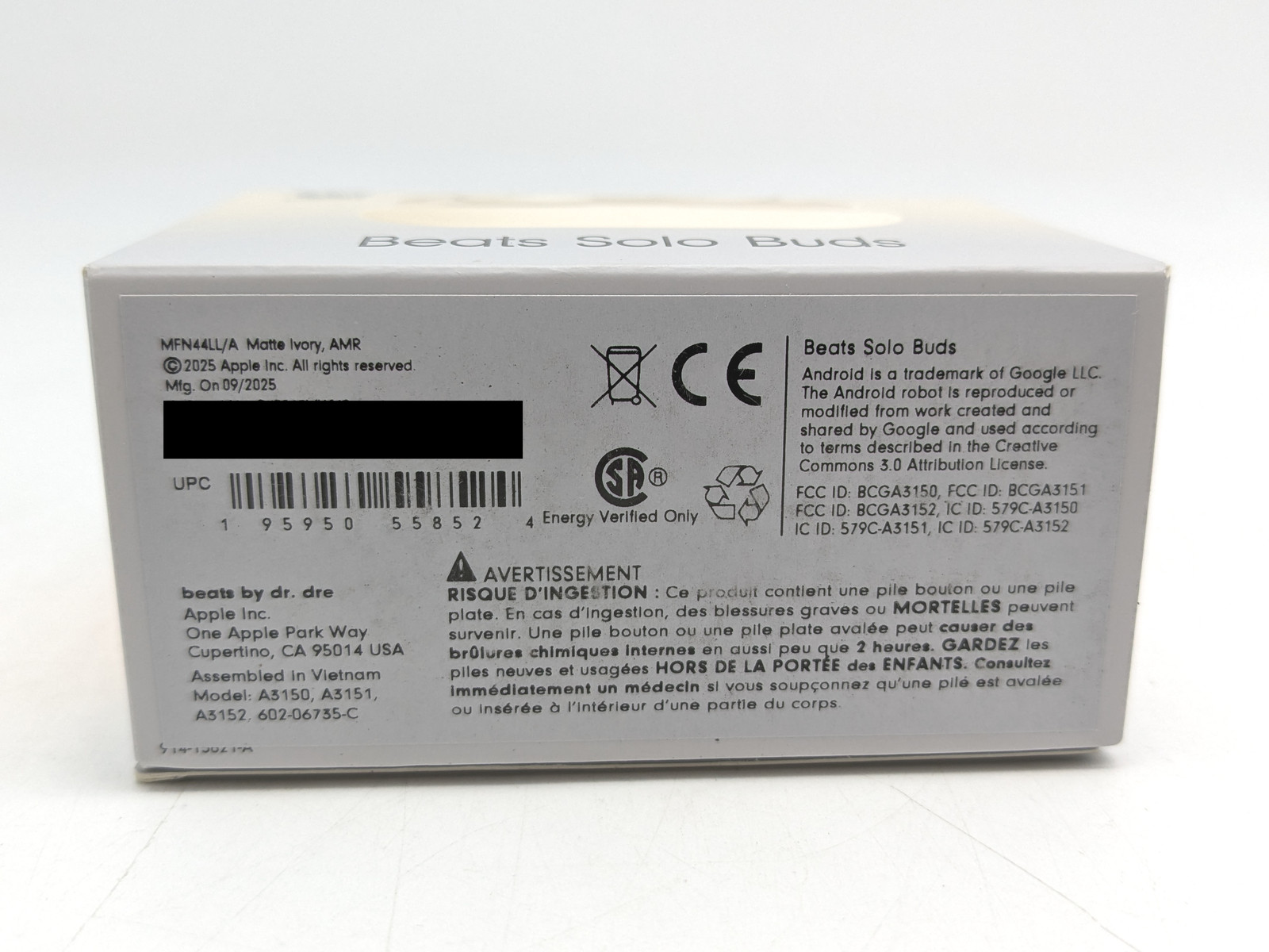Beats by Dr. Dre Beats Solo Buds Wireless Earbuds (MFN44LL/A) – Matte Ivory