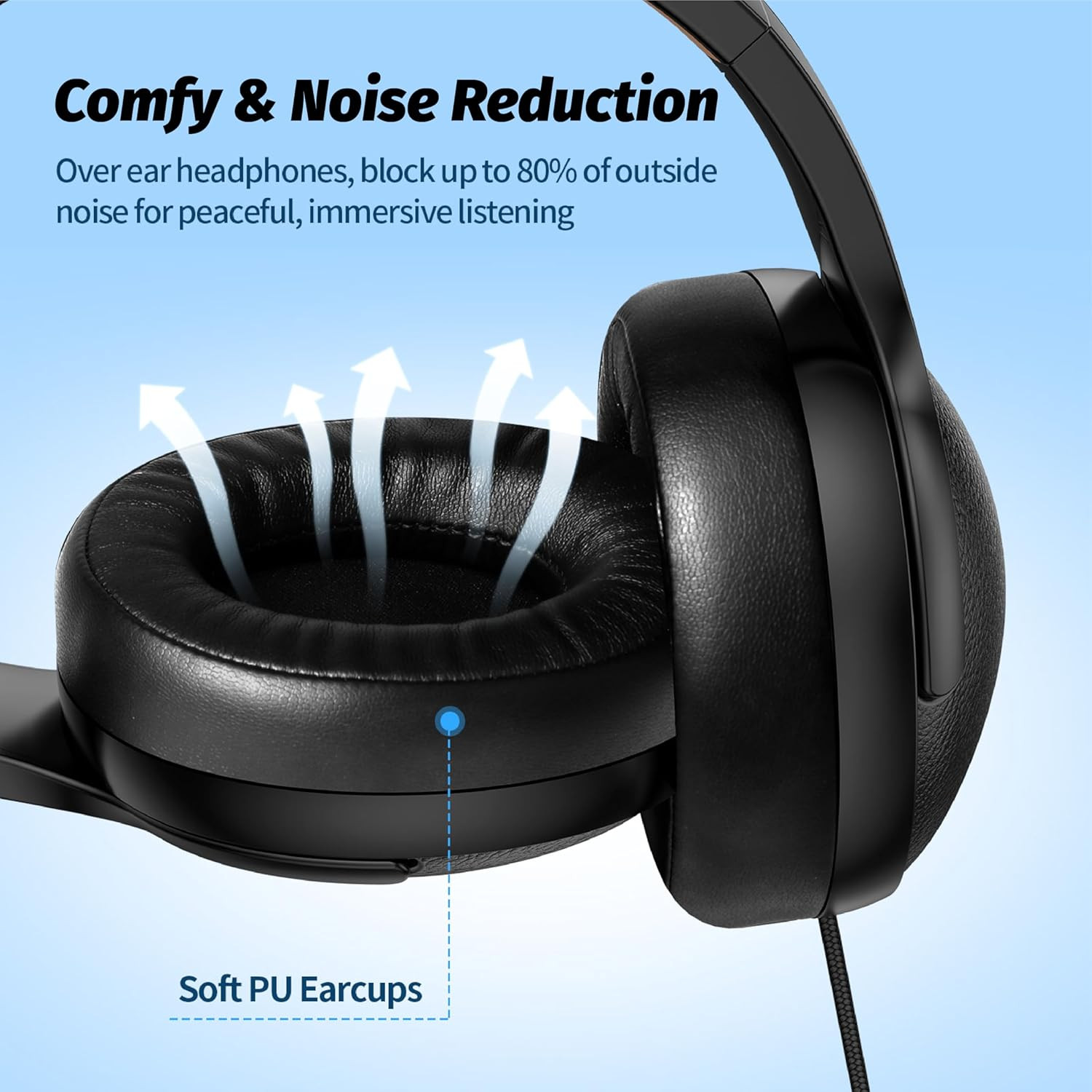 UrbanSwing W4 Corded Headphones with Mic, 3.5mm Jack & USB-C Headphone Adapter f