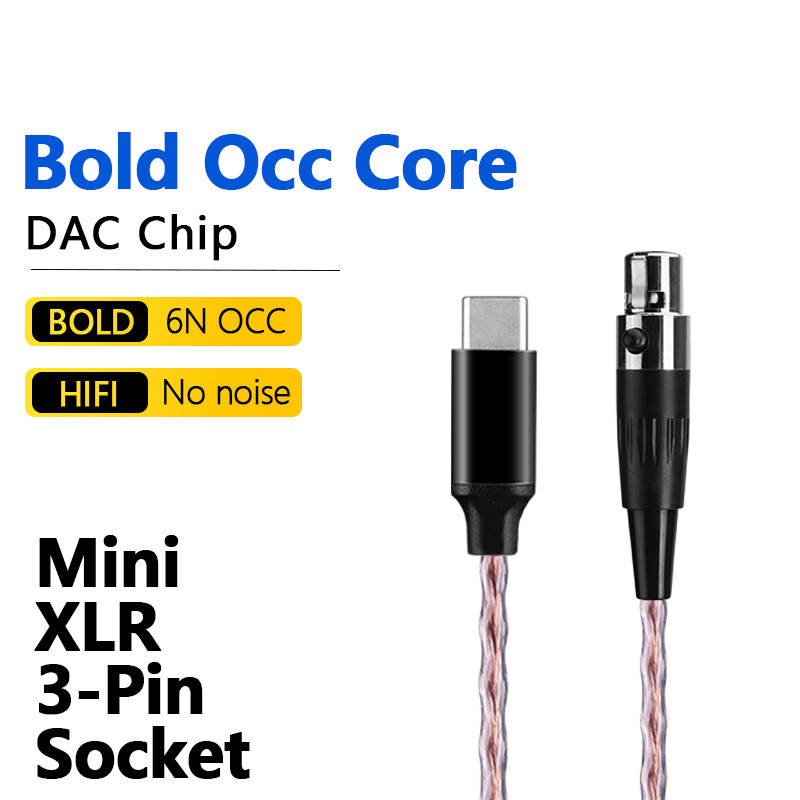 6N HiFi DAC Type C To 3 Pin Mini XLR Audio Cable For Beyerdynamic AKG Headphone