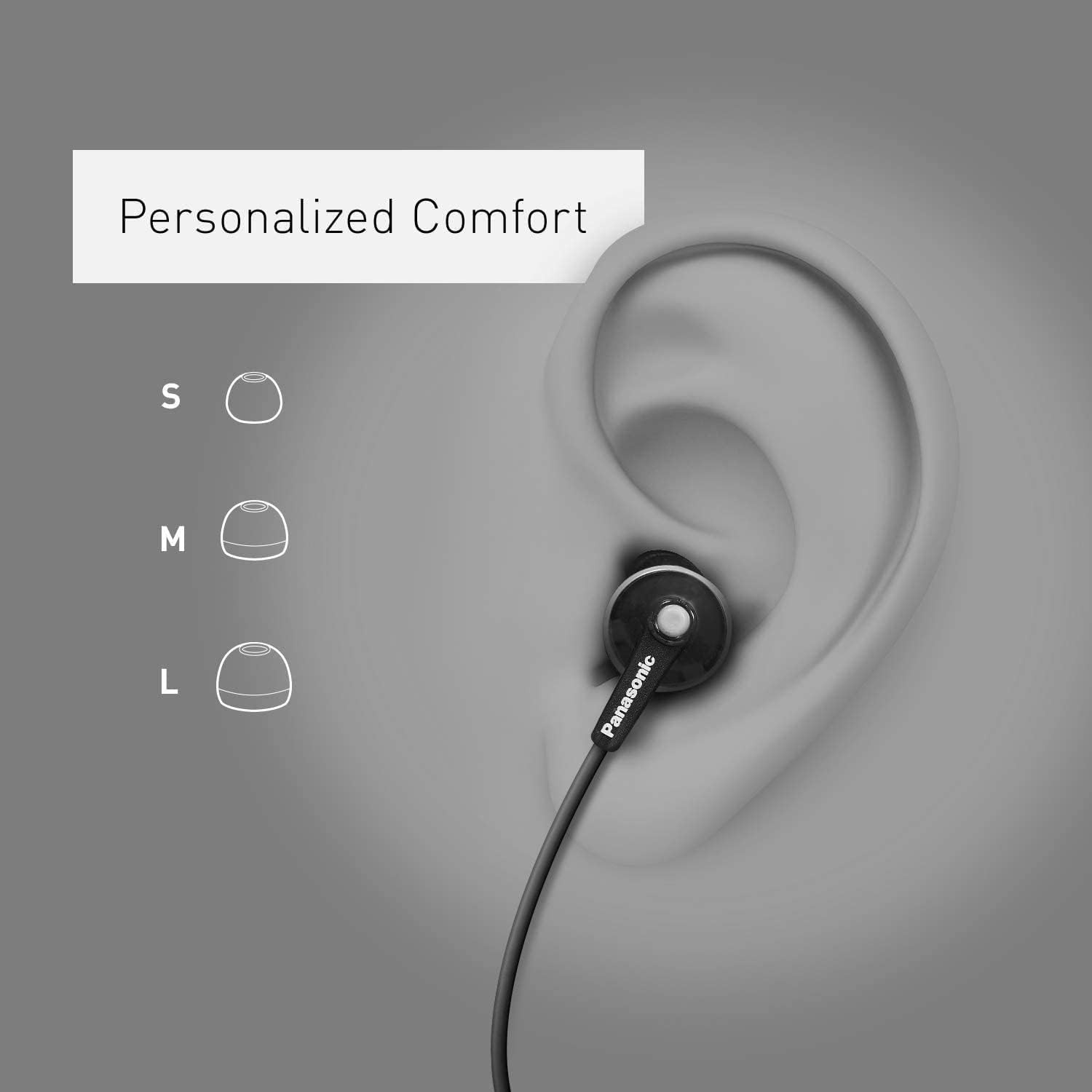 Panasonic RP-HJE120-K In-Ear Earphones, Black, Wired, Lightweight, New
