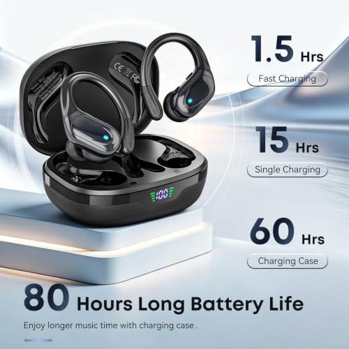 Wireless Earbuds, Sports Bluetooth Headphones, Noise Canceling Ear Buds Black