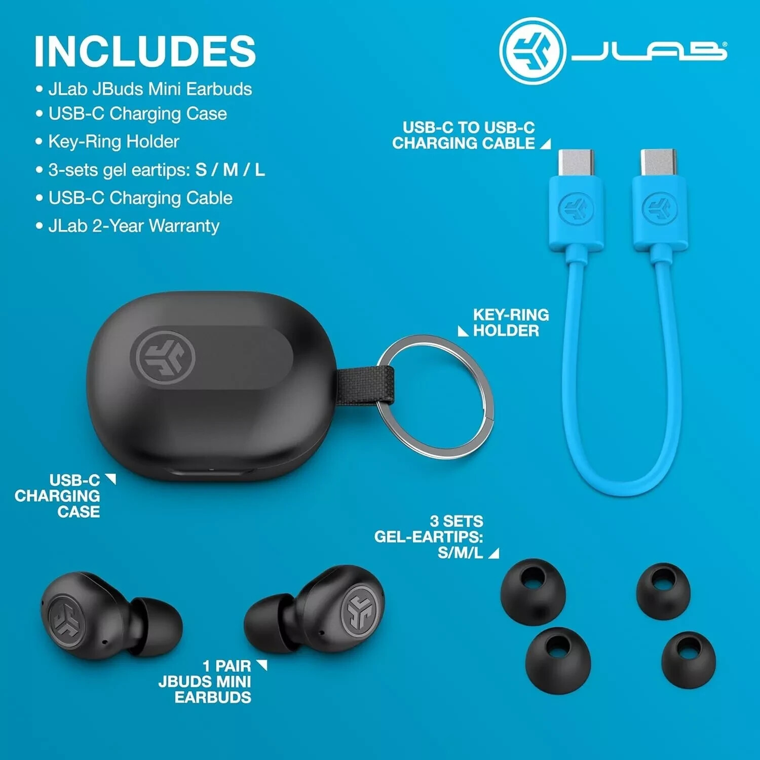 ⚡SHIPS SAME DAY⚡ JLab – JBuds Mini True Wireless Earbuds – Black [NEW OPEN BOX]