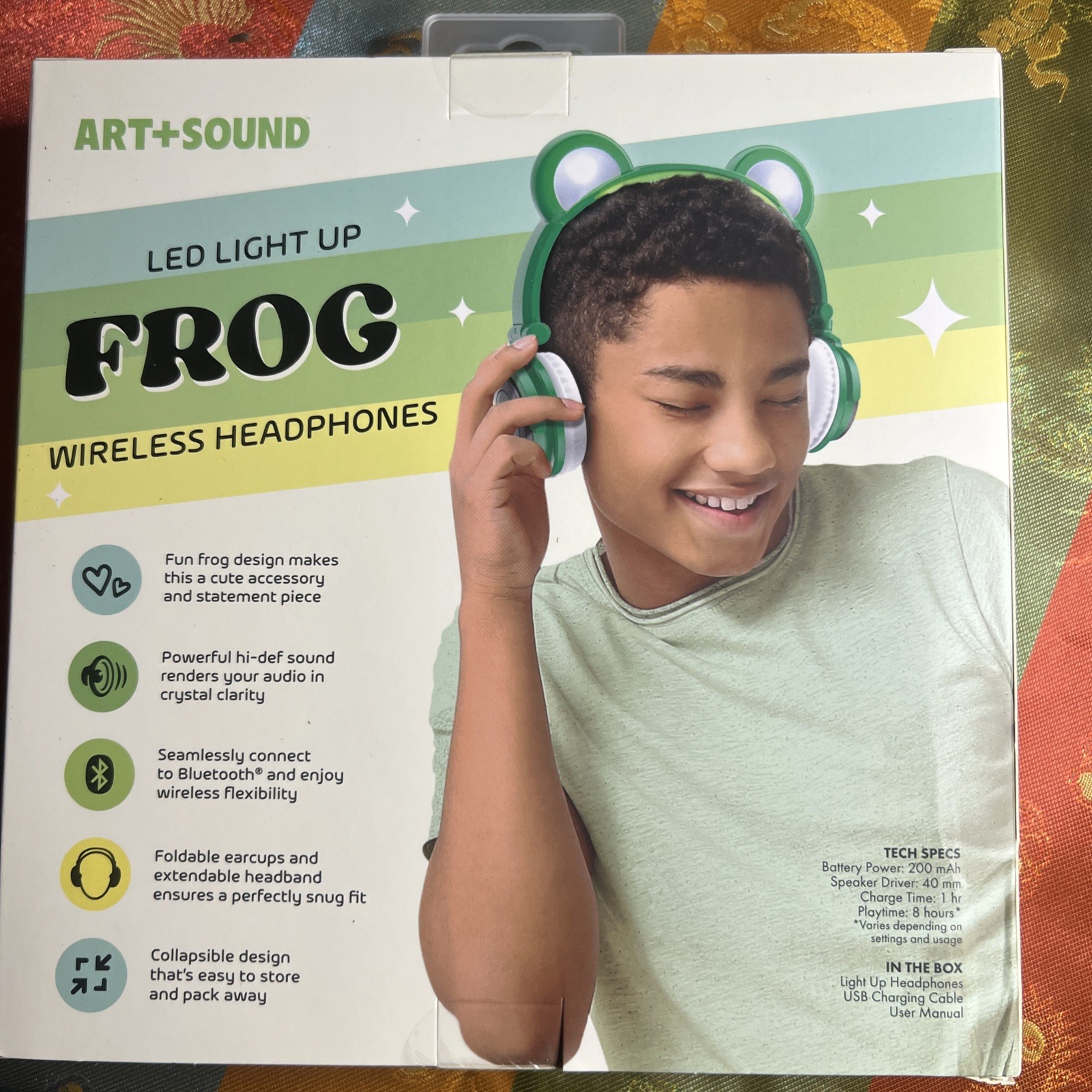 New in box! ART+SOUND LED Light Up Frog Bluetooth Wireless Headphones