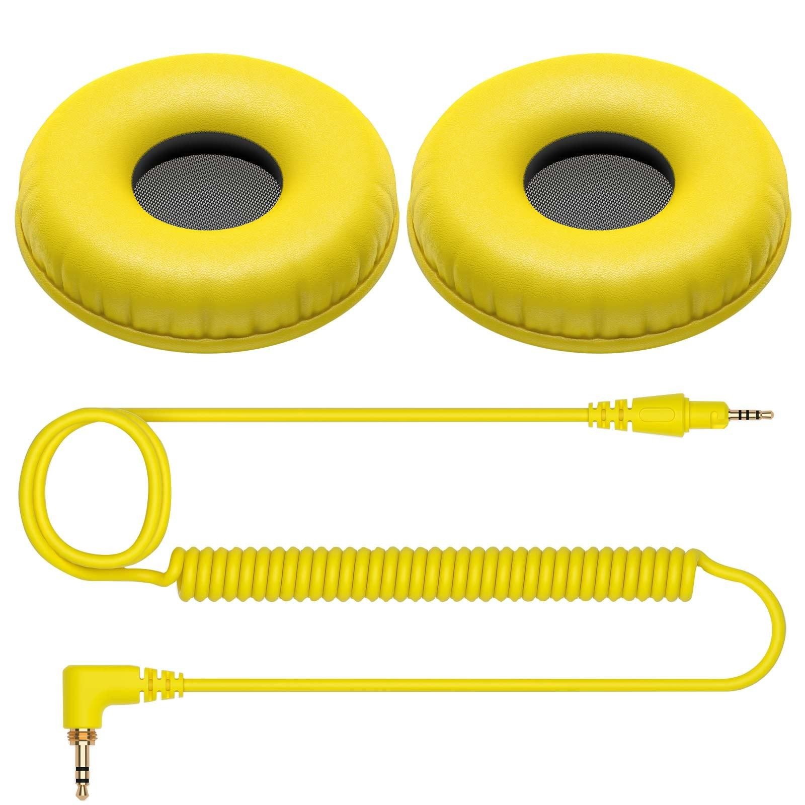 Pioneer DJ HDJ-CUE1BT Black Wireless Bluetooth Headphones Yellow Ear Pads & Case