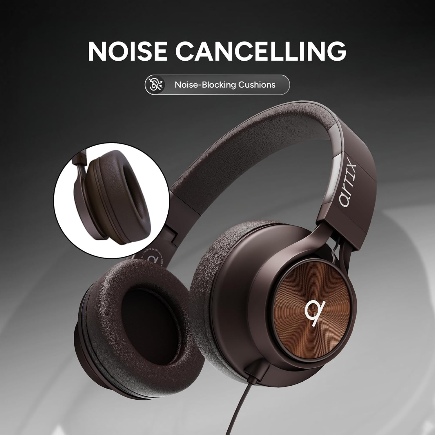 CL750 over Ear Headphones Wired with Mic & Volume Control, Audio with 100% Noise