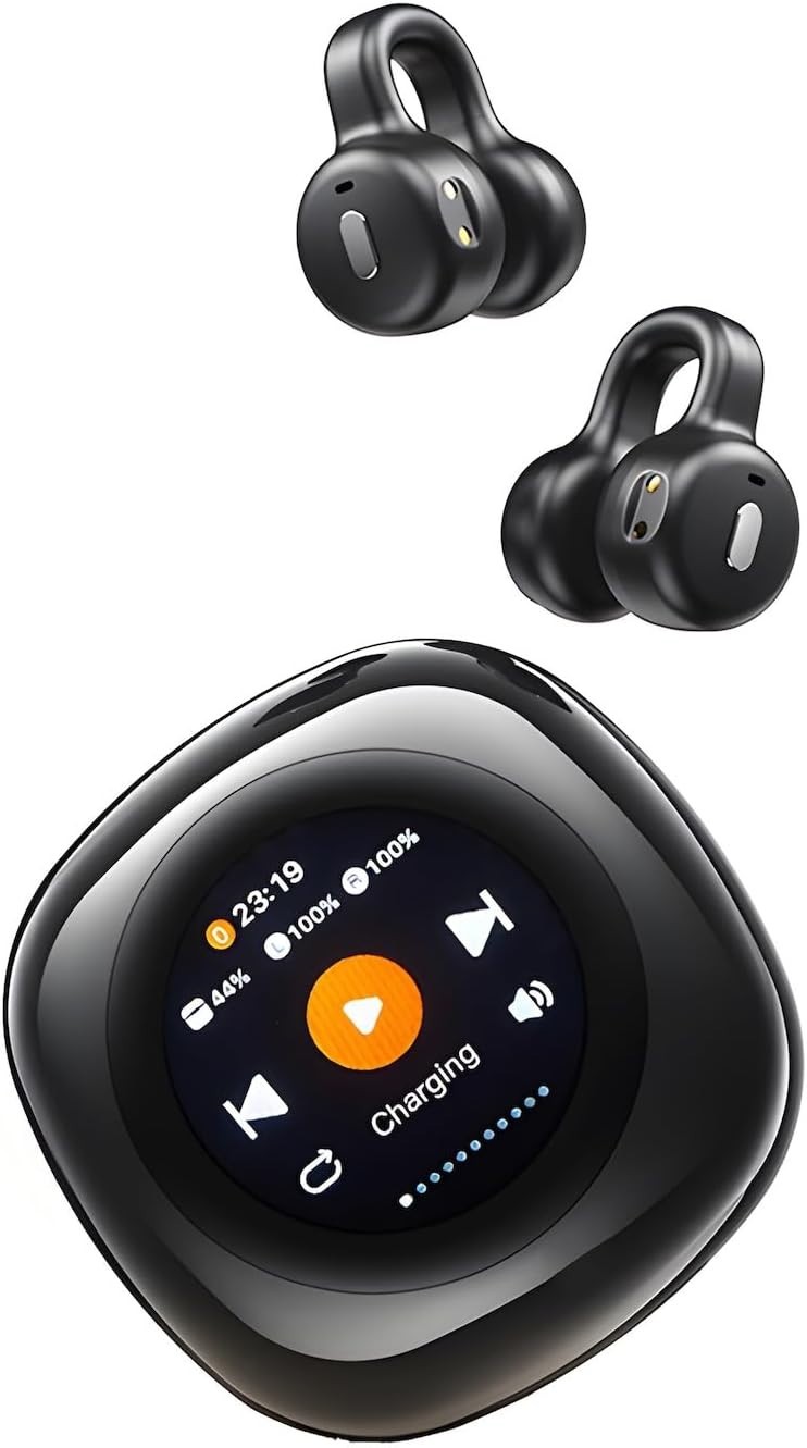 Clip-on Open Earbuds, Touch Display, 13mm Drivers, 20Hr Playtime, TF Card