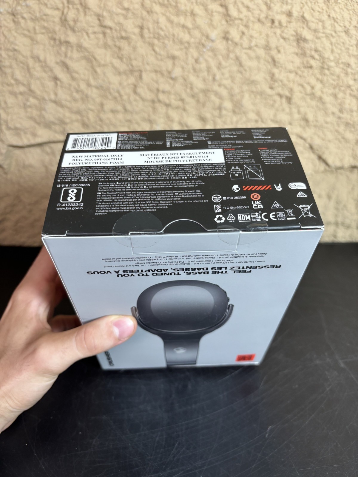 Skullcandy Crusher Evo Wireless Headphones S6EVWT True Black Bluetooth 5.2 40h