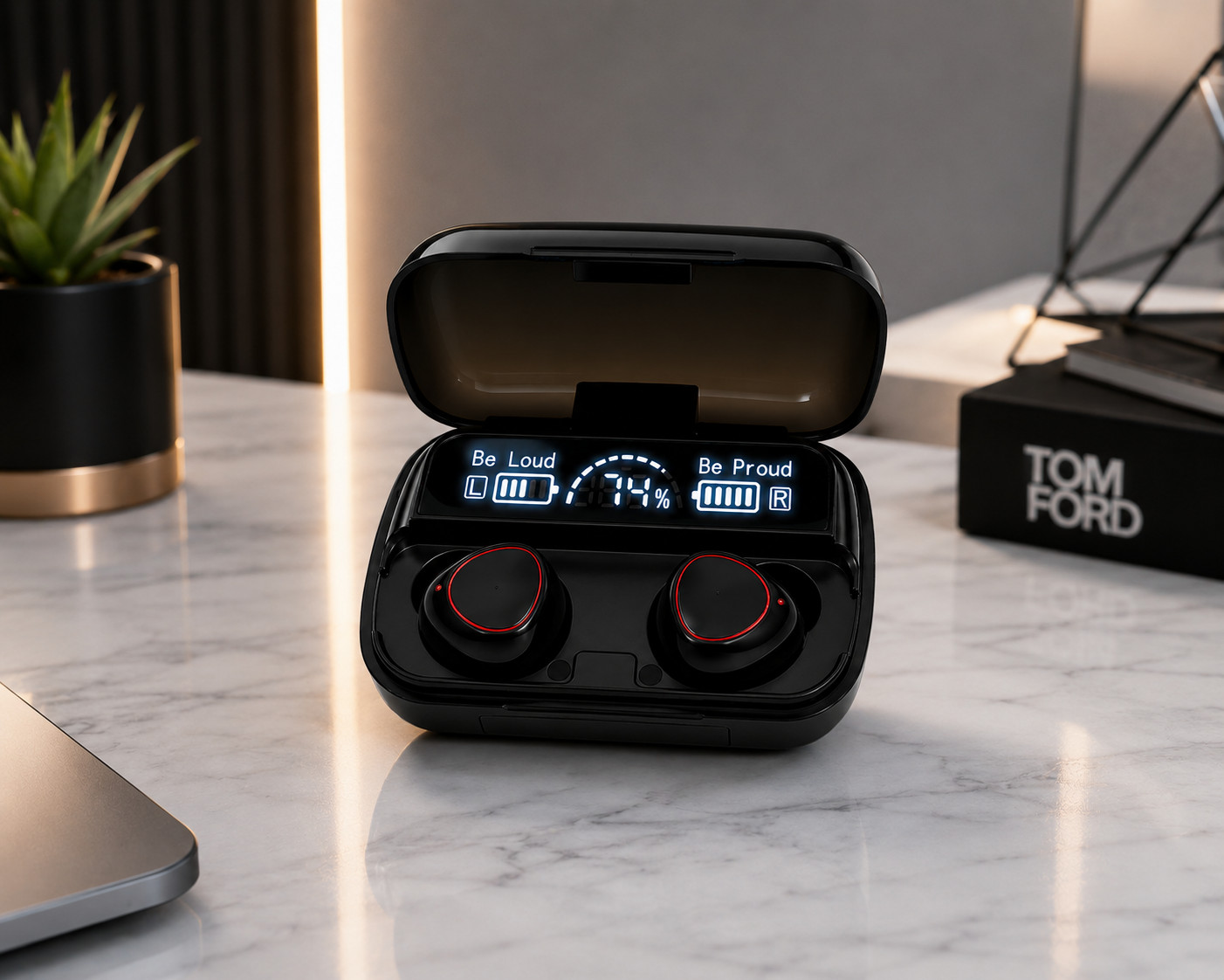 Wireless Bluetooth Earbuds with LED Display for iPhone & Android Noise Reduction