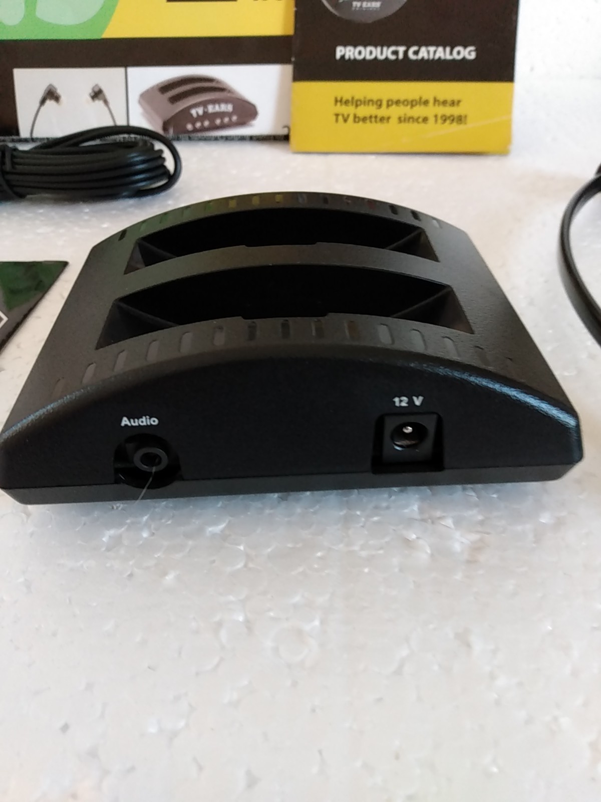 T.V Ears 2.3 MHz Wireless Headset/Charging Base & Audio Cord, DiscNo AC Adapter