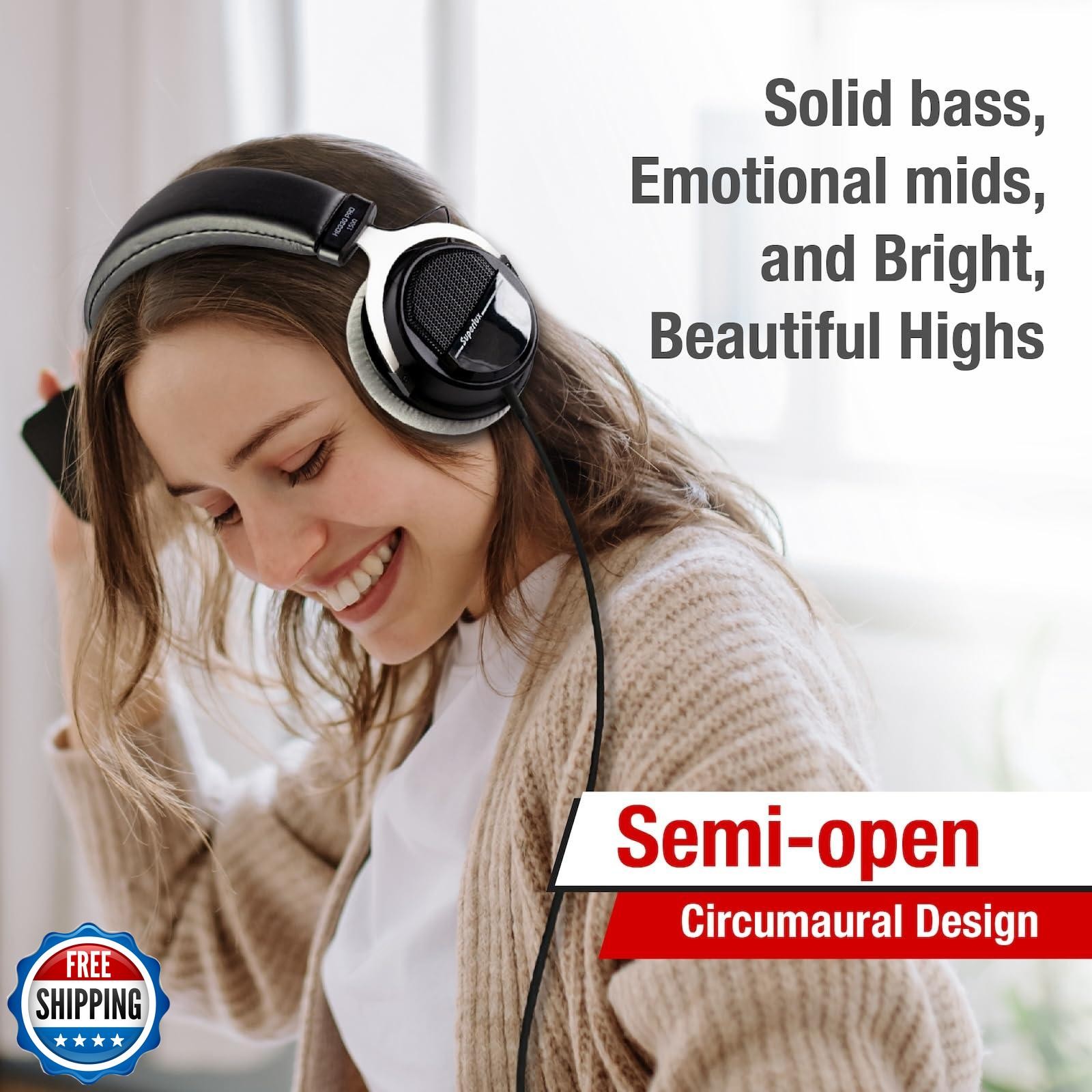 Superlux HD 330PRO,150 ohms, Over-Ear Headphones, Professional Semi-Open Wire