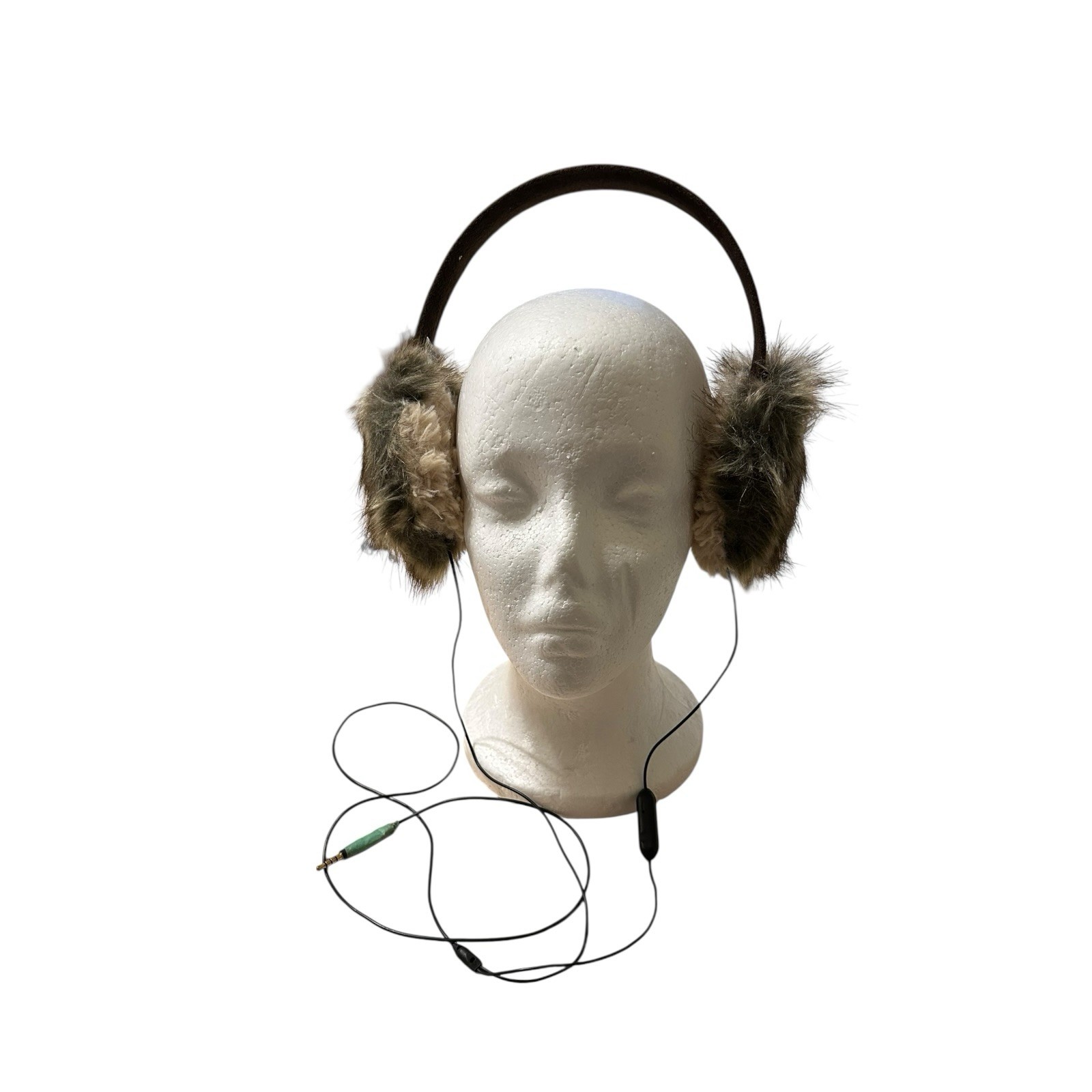 Audio Earmuffs with Built In Headphones Faux Fur Brown Furry Women’s Trendy