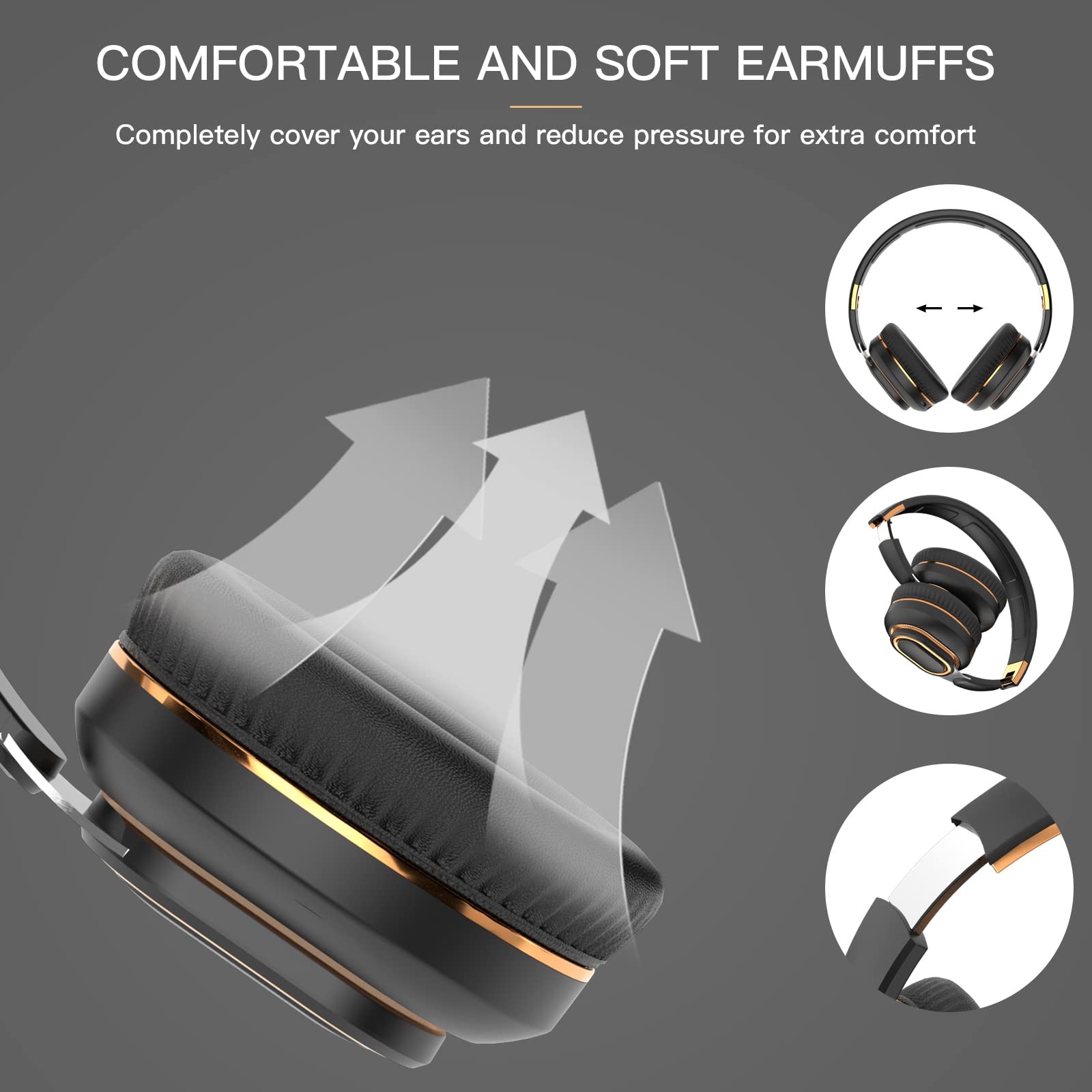 Foldable Bluetooth Headphones Over-Ear 30H Playtime – HiFi Sound for Android iOS