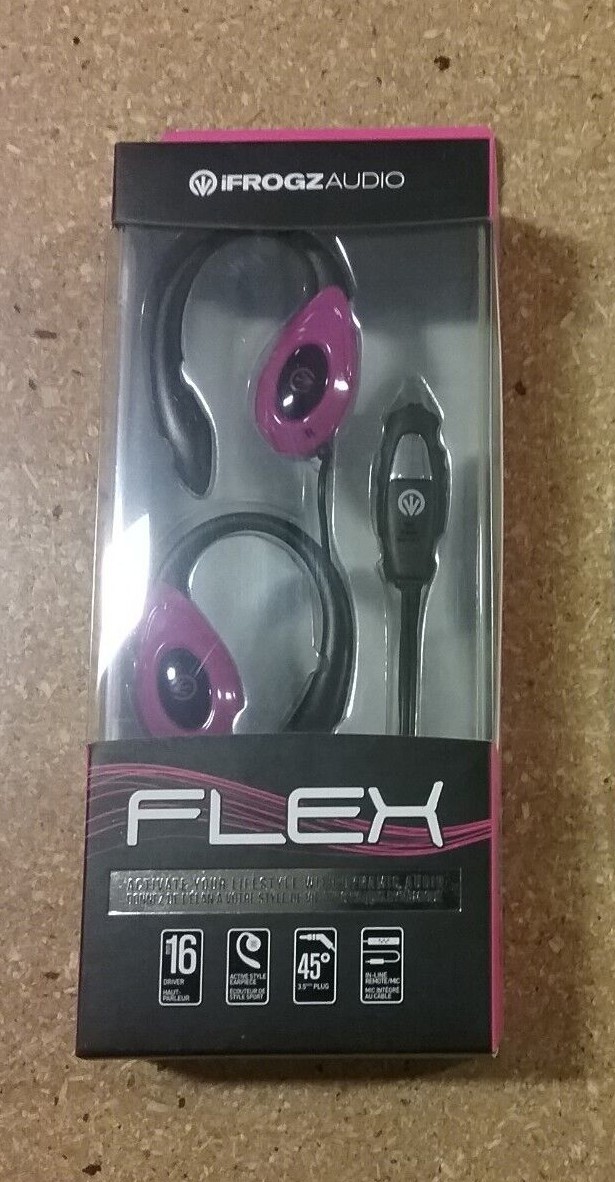 iFrogz Audio Flex Headphones In-line Mic Phone Jack Plug in Pink or Green