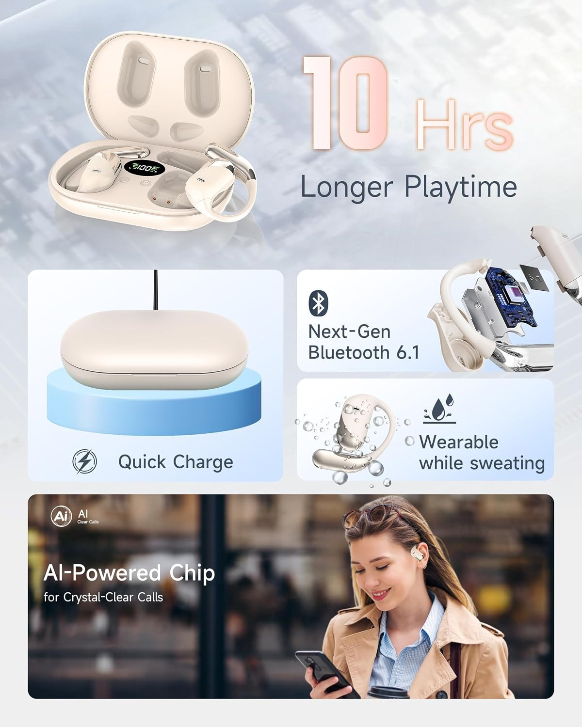 Ultra Open Ear Headphones, over Ear Bluetooth Bone Conduction Earbuds | Bluetoot