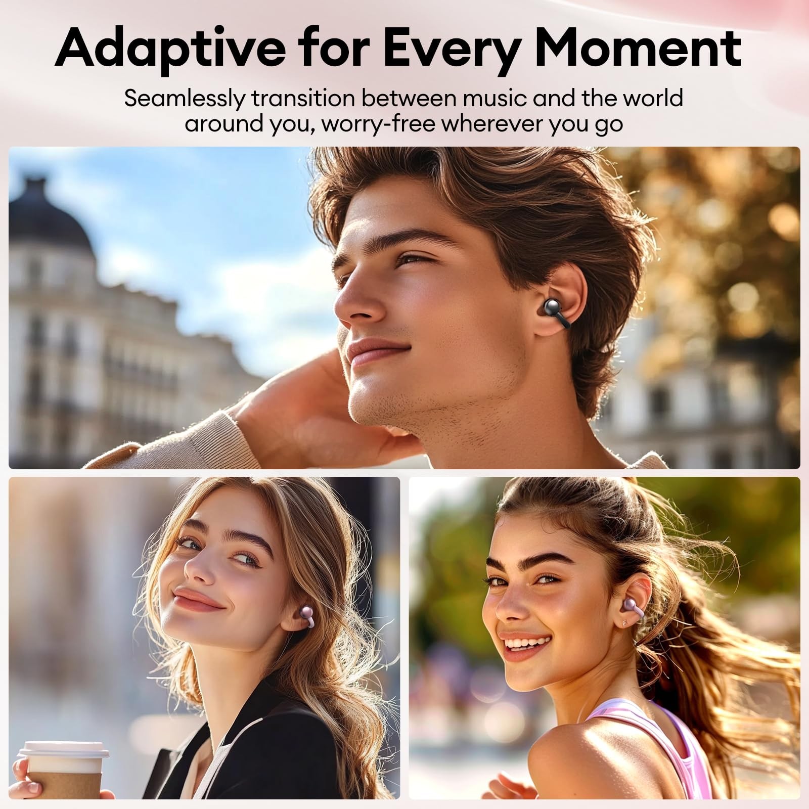 Stylish Open Ear Clip On Earbuds with Removable Butterfly Earring, Clip On He…